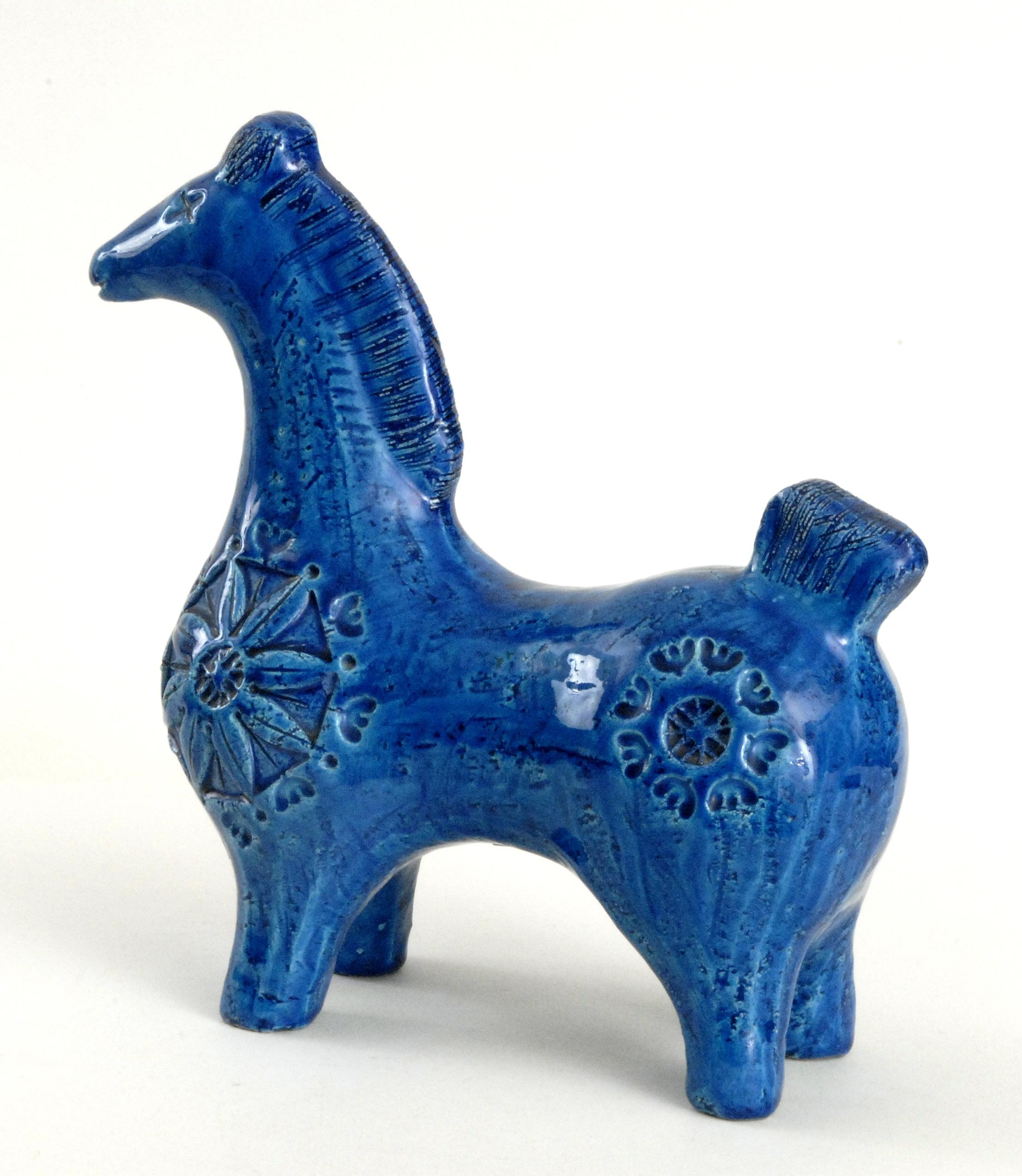 Hand-Crafted Bitossi Aldo Londi Blue Horse, Italy, circa 1968