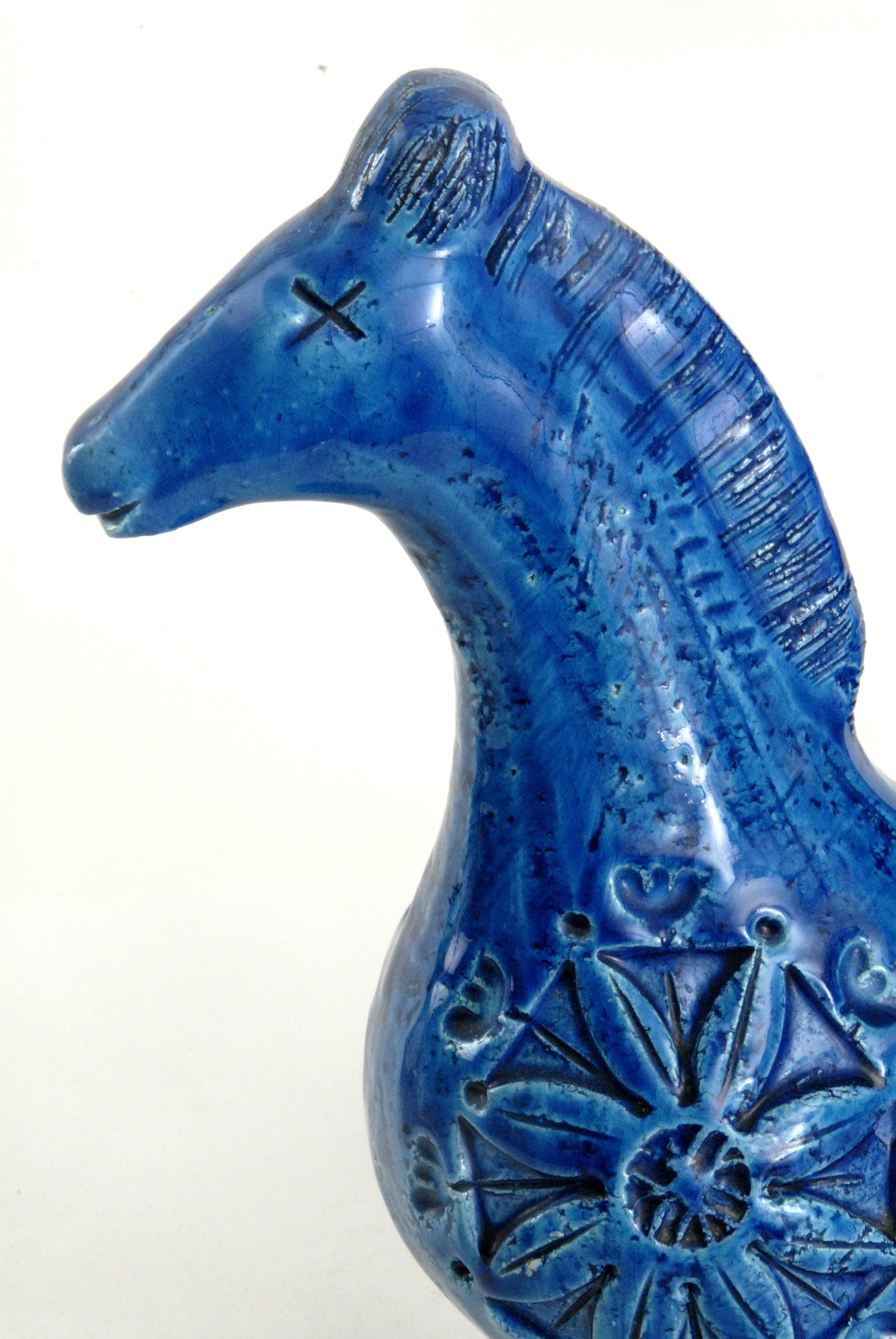 Bitossi Aldo Londi Blue Horse, Italy, circa 1968 In Excellent Condition In Pymble, NSW