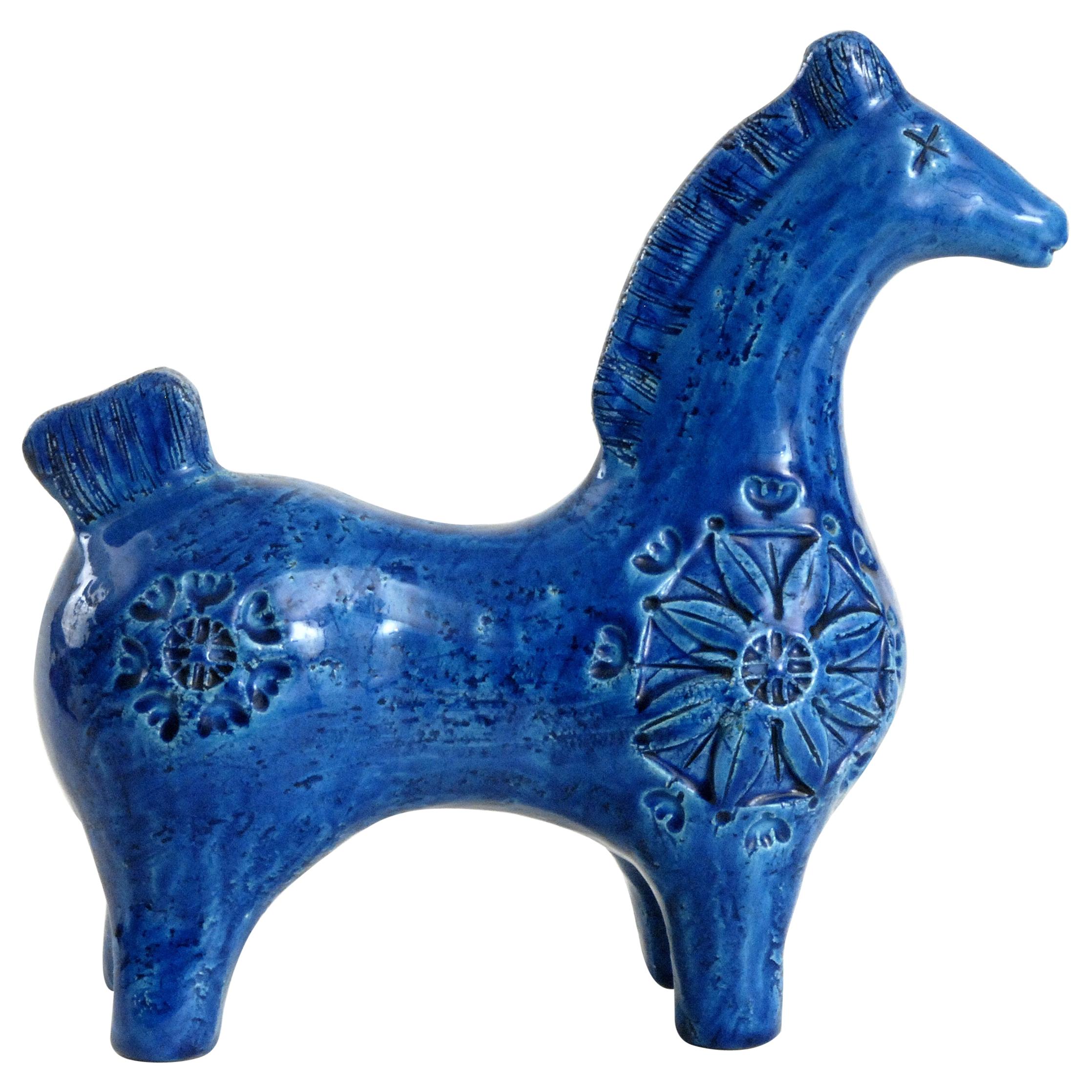 Bitossi Aldo Londi Blue Horse, Italy, circa 1968