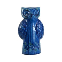 Retro Bitossi Aldo Londi Blue Spagnolo Owl, Italy, circa 1968