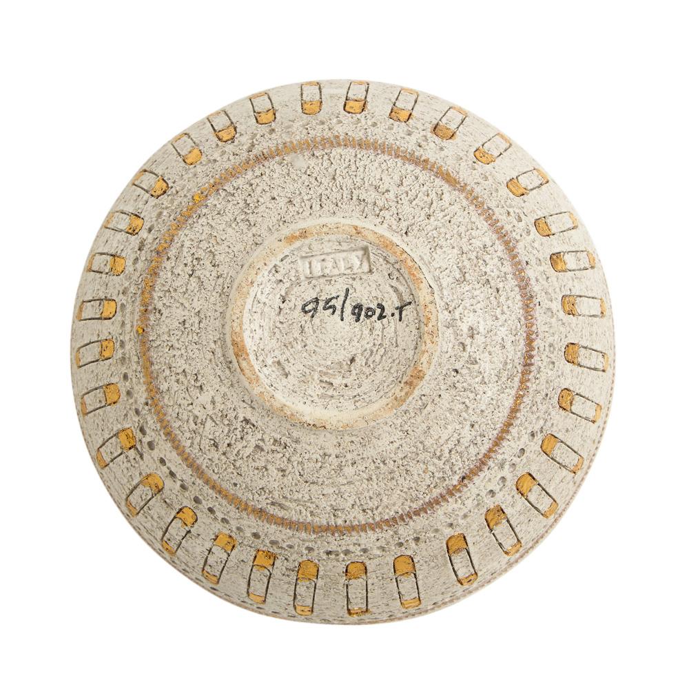 Aldo Londi Bitossi Ashtray, Ceramic Safety Pin, Gold and White, Signed  1