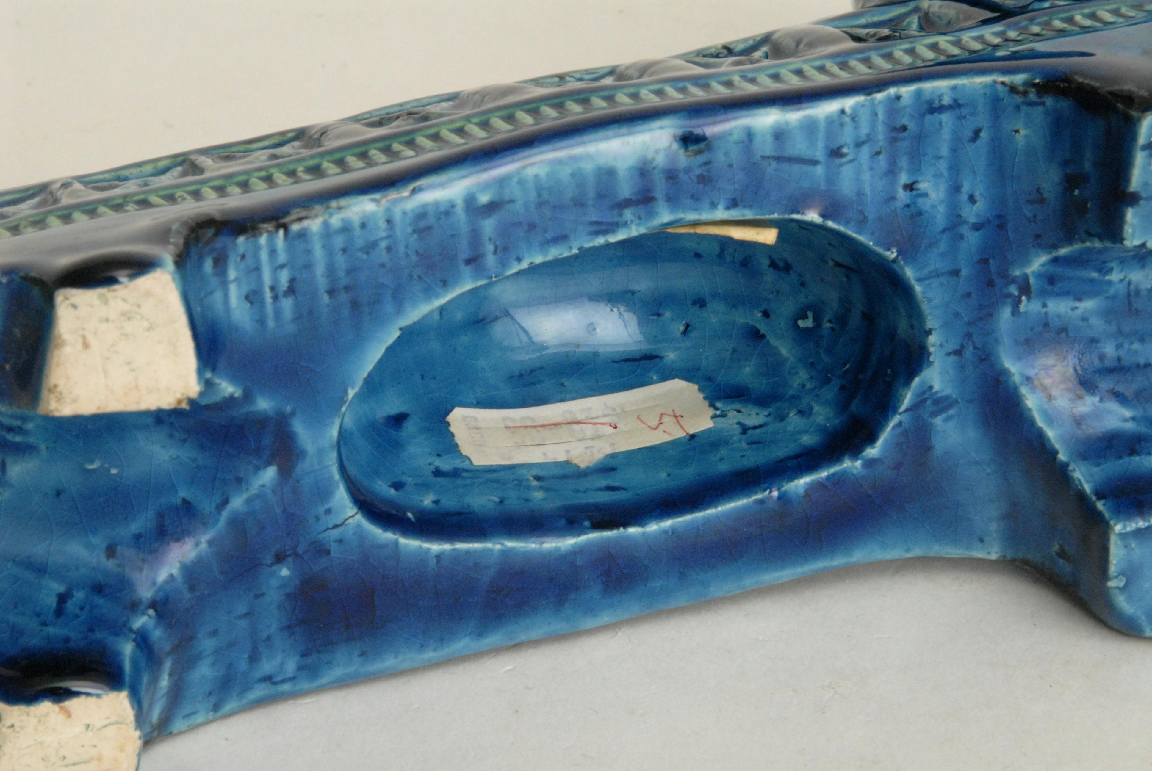 Pottery Bitossi Aldo Londi Designed Blue Ram Italy, circa 1968