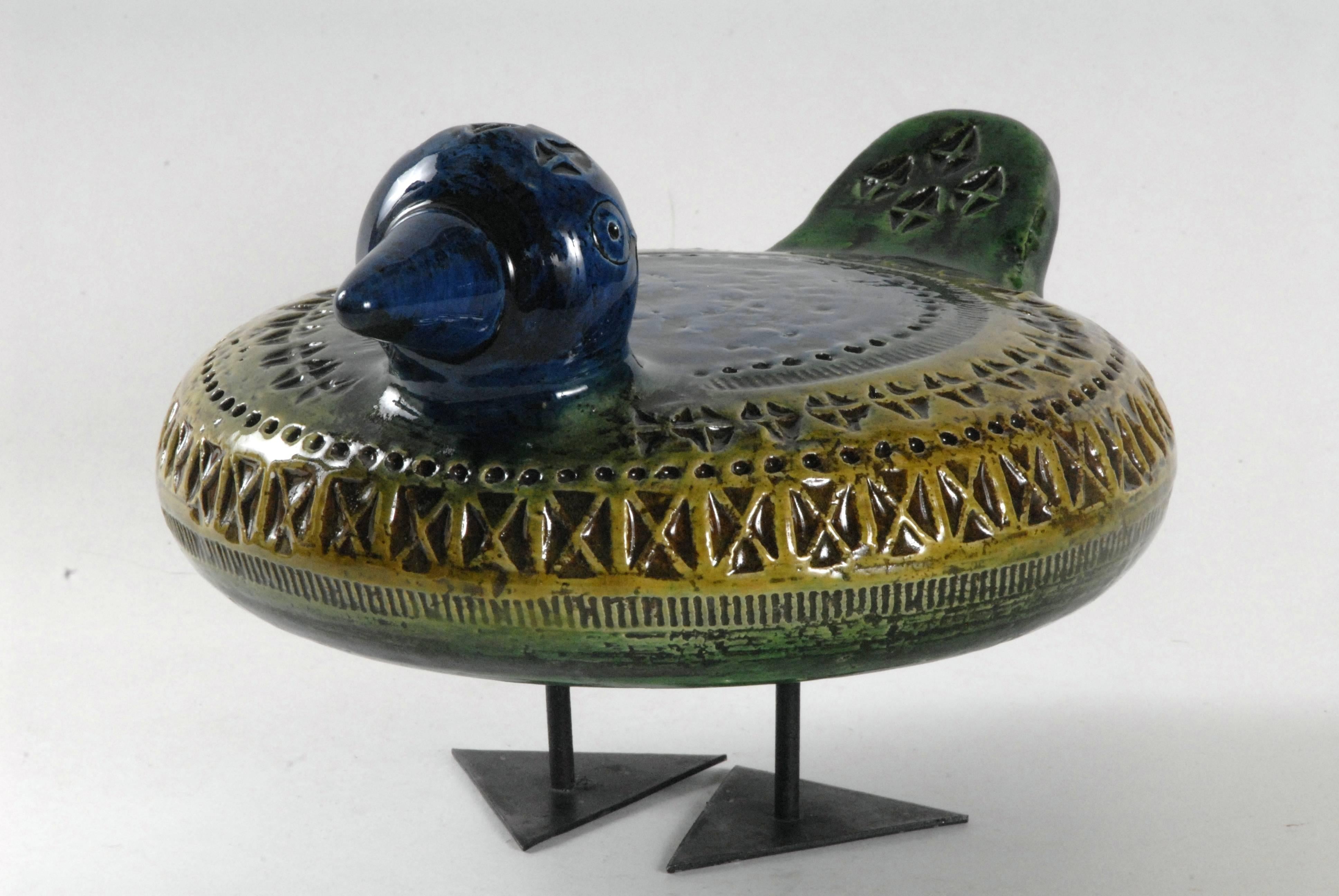 Mid-Century Modern Bitossi Aldo Londi Duck Italie:: vers 1965
