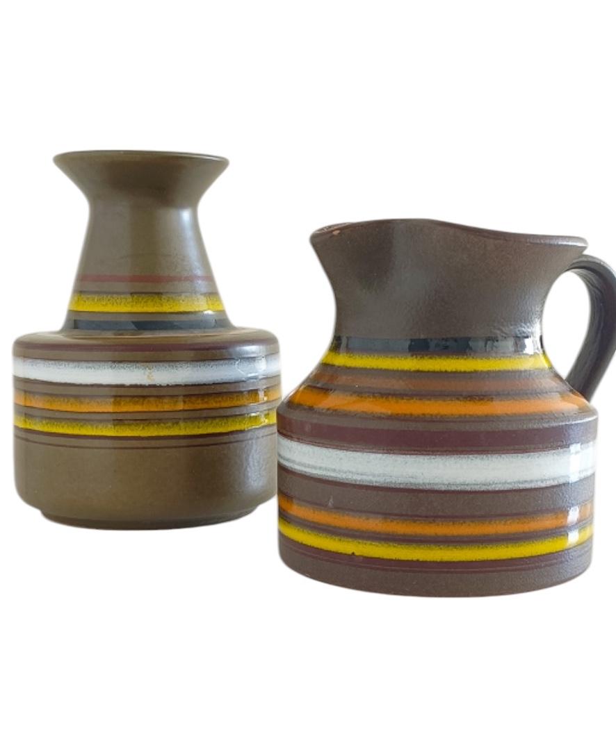 Smaltato Aldo Londi ¨Fascie Colorate¨, Set di vasi e brocche, Italia 1960s in vendita