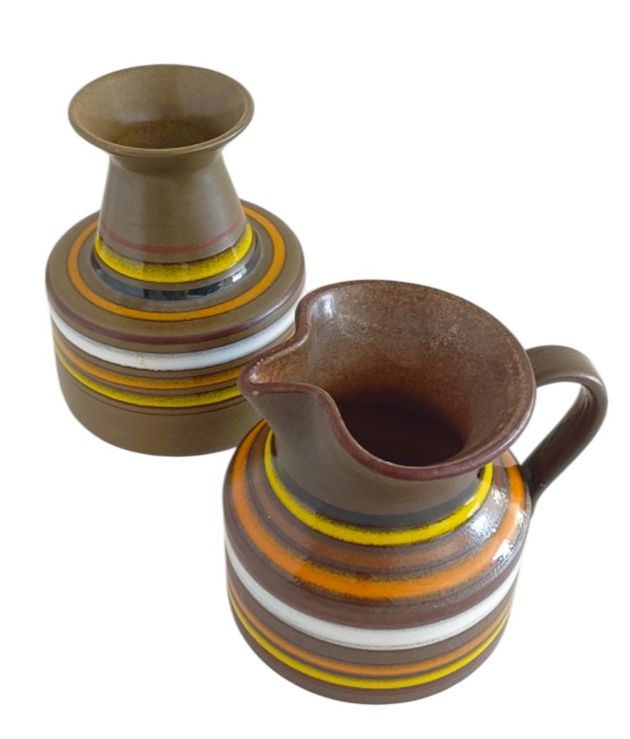 Ceramica Aldo Londi ¨Fascie Colorate¨, Set di vasi e brocche, Italia 1960s in vendita