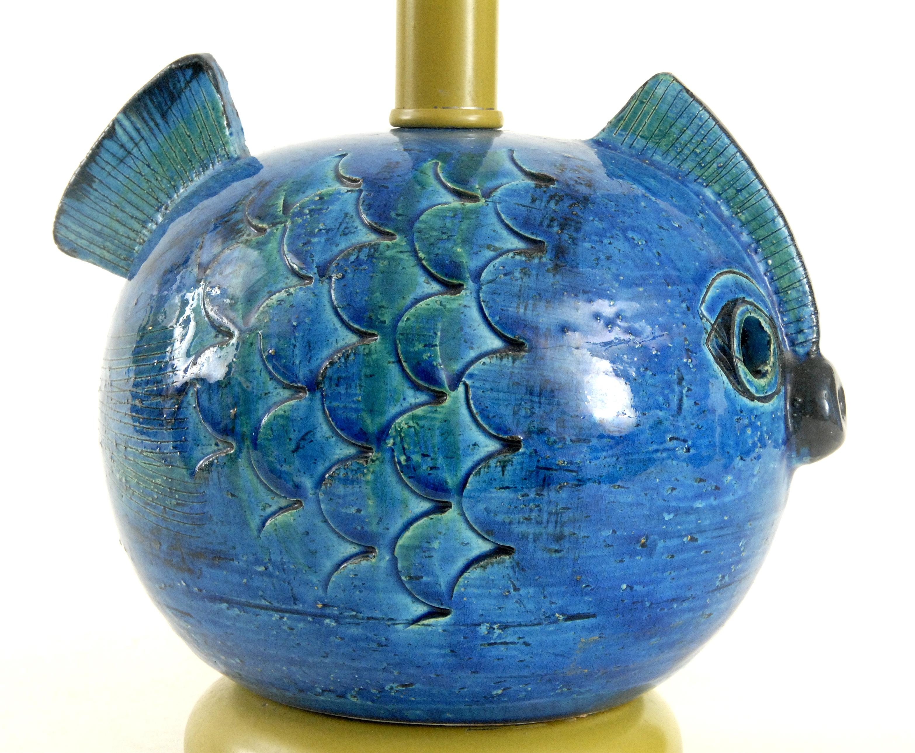 Hand-Crafted Bitossi Aldo Londi Fish Lamp, Italy, circa 1968