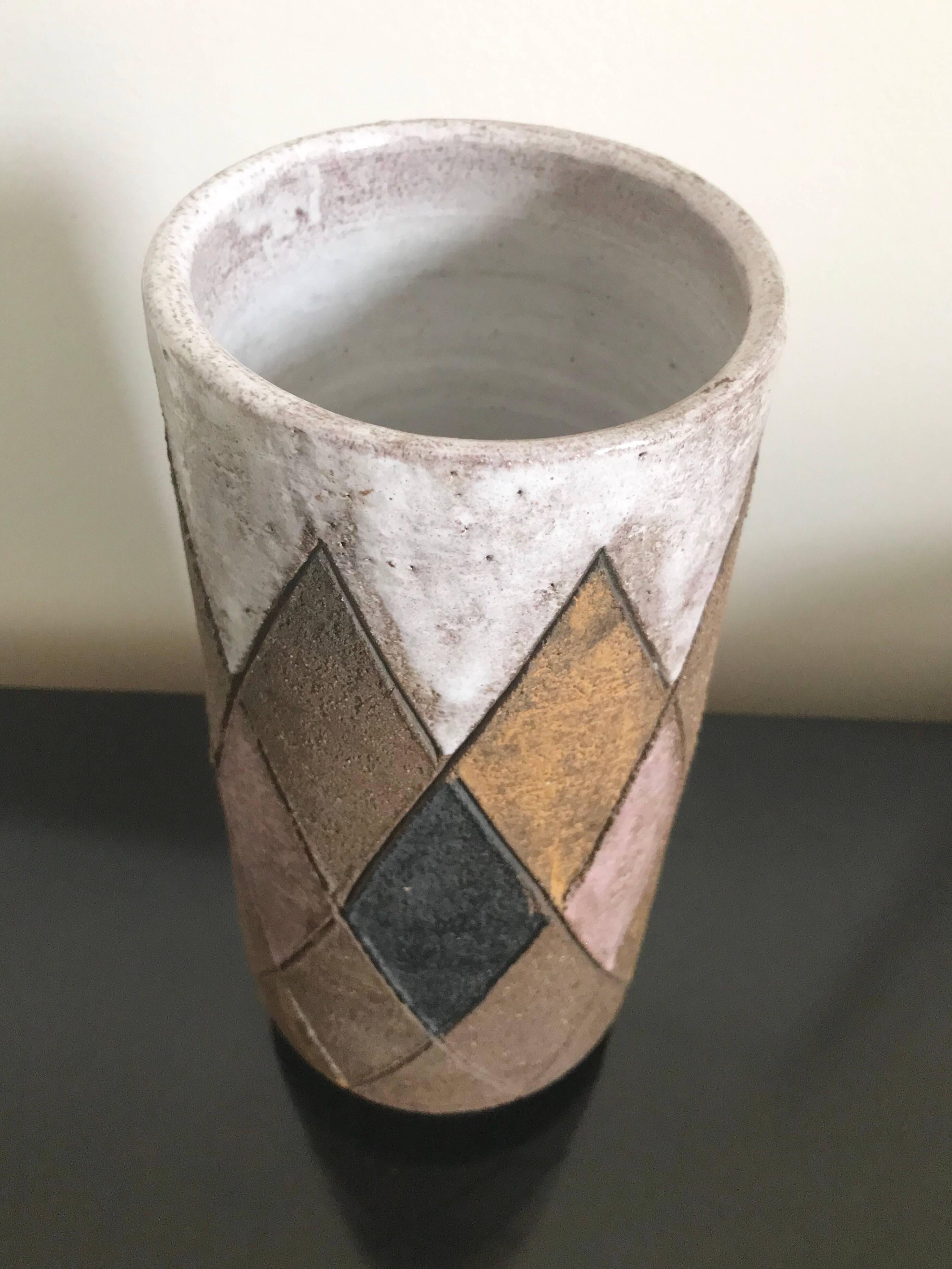 Bitossi Aldo Londi for Raymor Harlequin Art Pottery Vase In Good Condition In Lake Success, NY