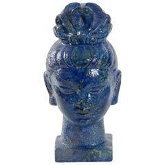 Vintage Bitossi Aldo Londi Guan Yin Head Italy 1965 Blue Glaze