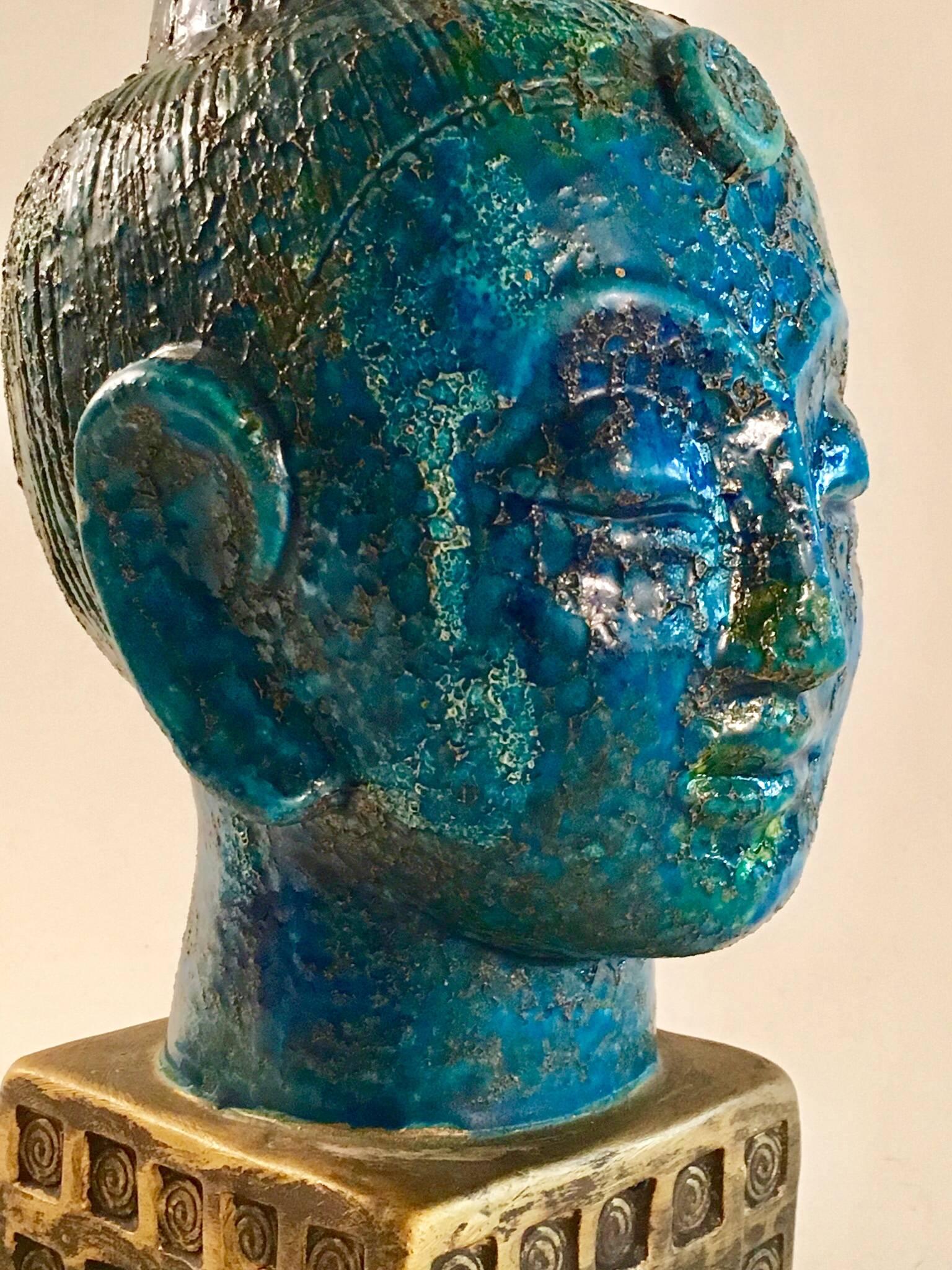 Mid-Century Modern Bitossi Aldo Londi Buddha Head, Italy, circa 1965