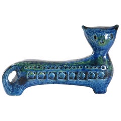 Bitossi Aldo Londi Italy Rimini Blue Cat, circa 1965