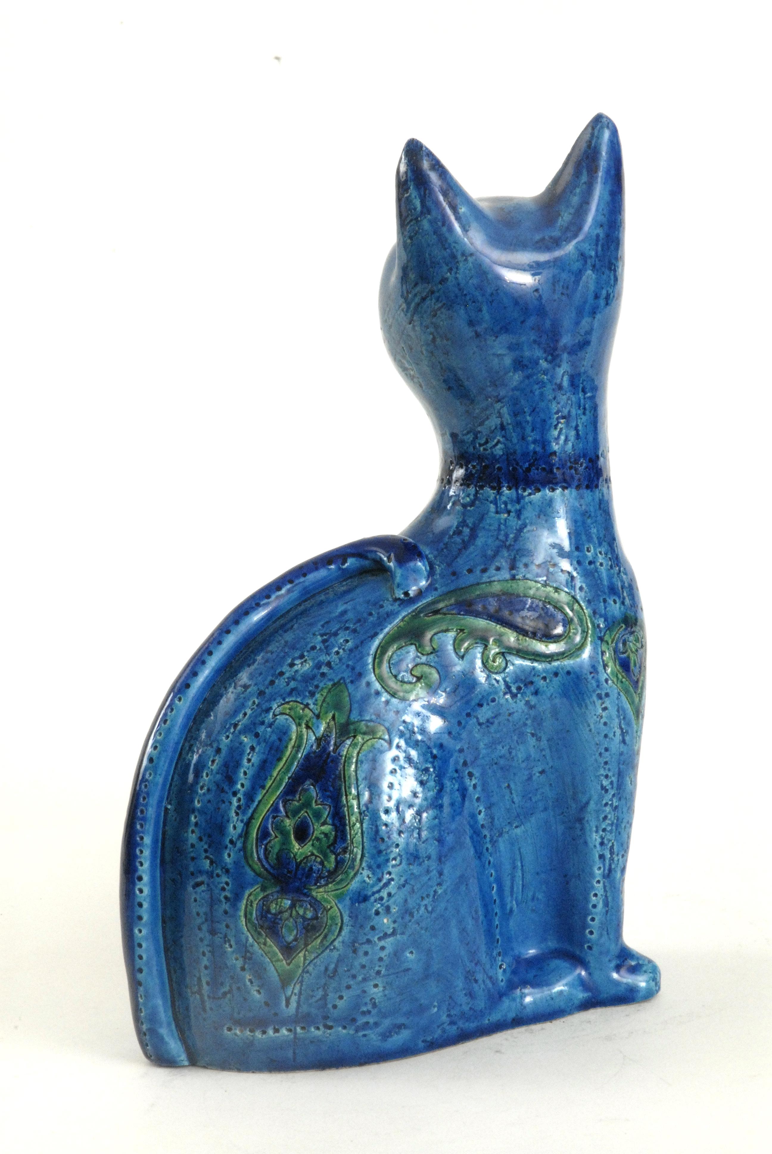 Mid-Century Modern Bitossi Aldo Londi Liberty Sitting Cat, Italy, circa 1968