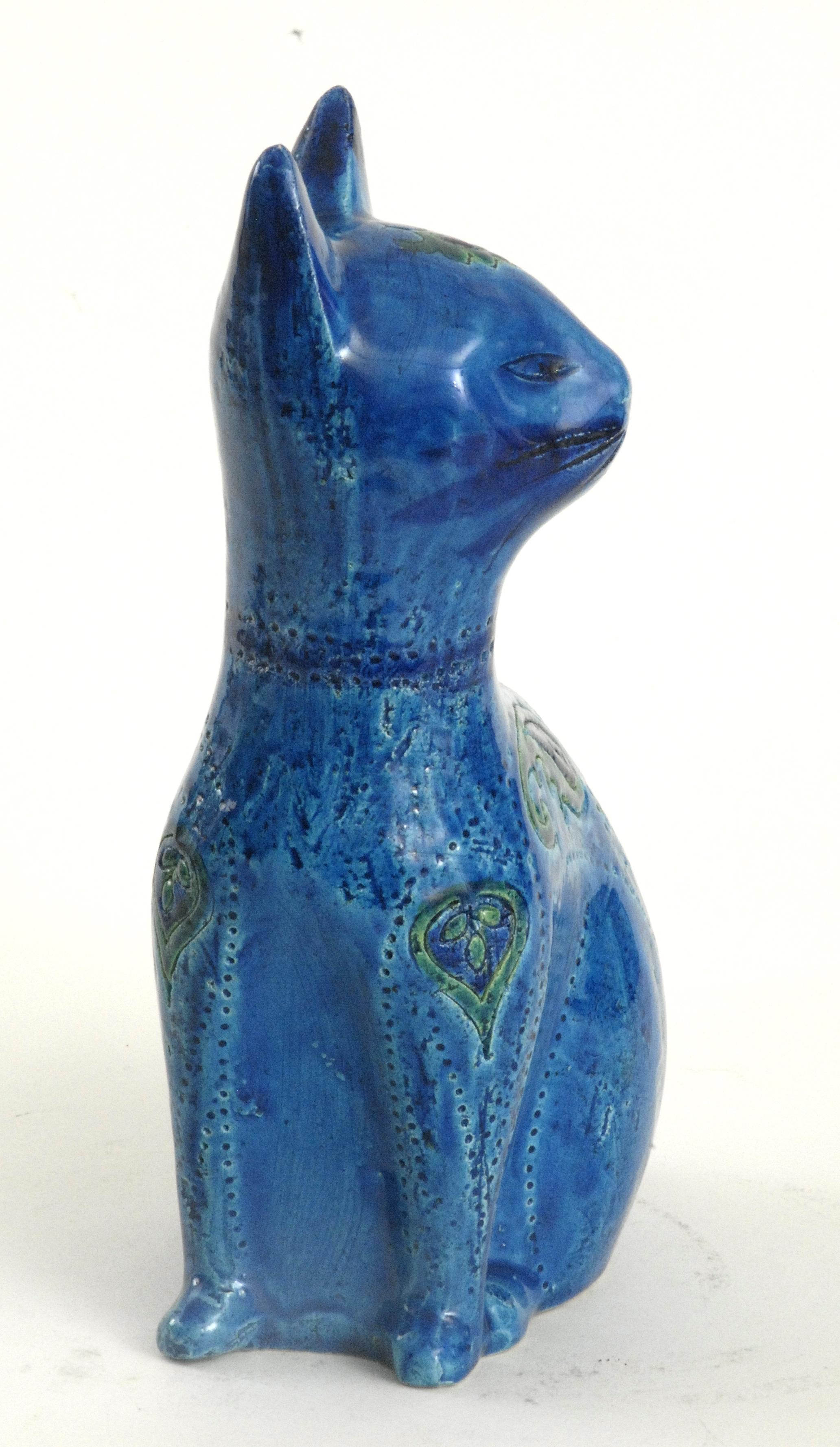 Mid-Century Modern Bitossi Aldo Londi Liberty Sitting Cat, Italy, circa 1968