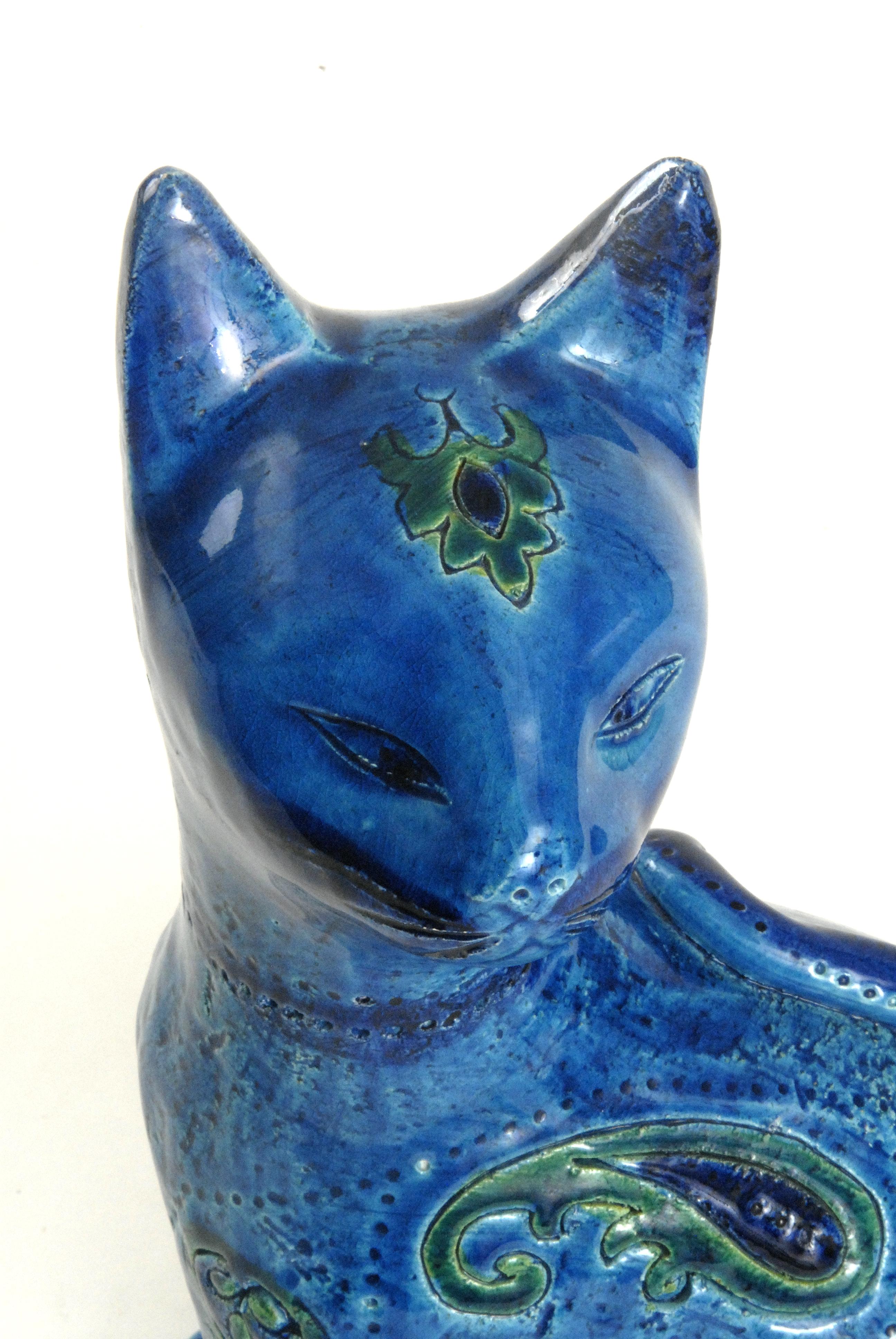Italian Bitossi Aldo Londi Liberty Sitting Cat, Italy, circa 1968