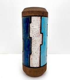 Vase Bitossi, Aldo Londi, Lineas Rotas en turquoise, vert, blanc et chocolat