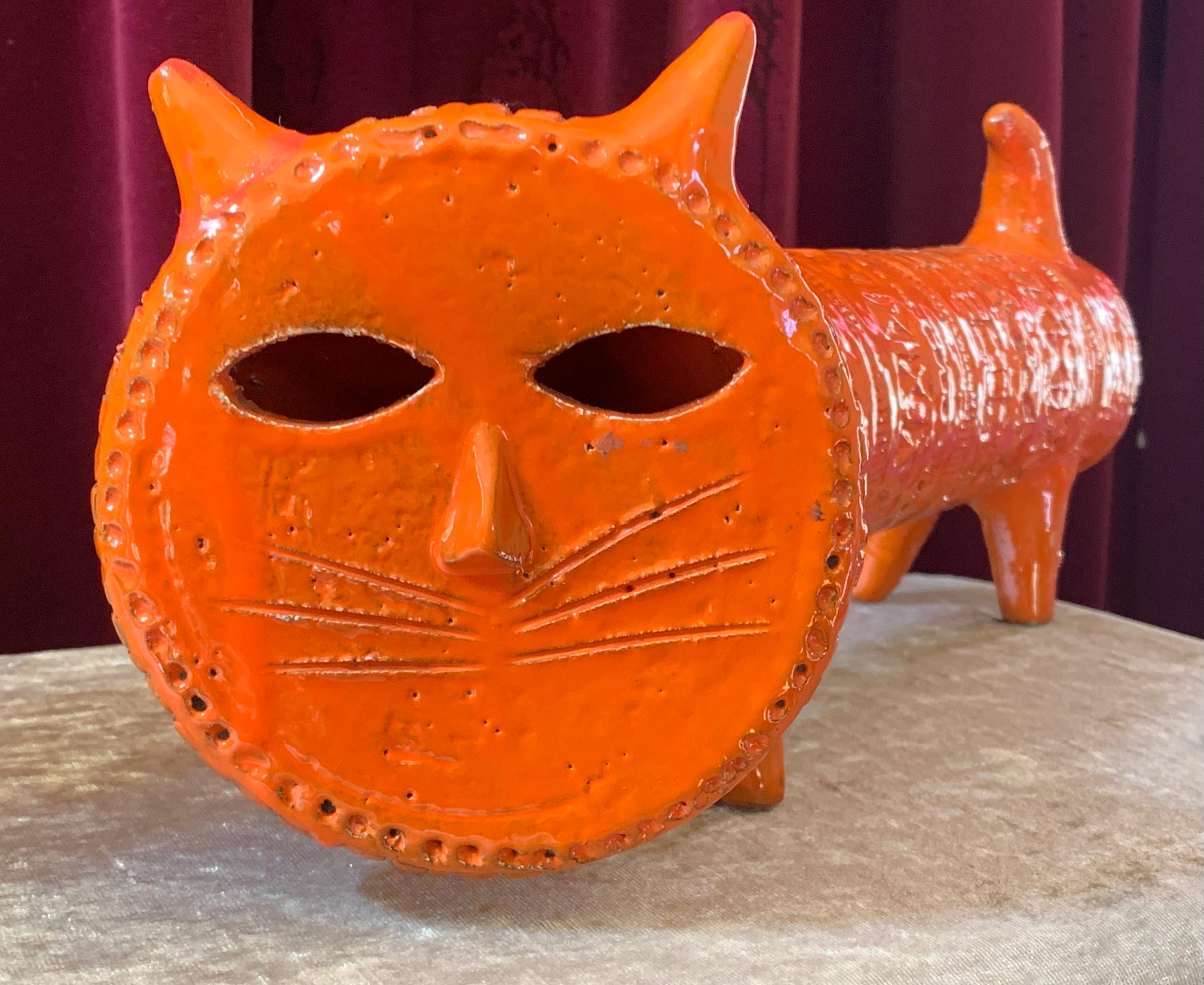 Hard to find brilliant orange glaze on this very rare item with the Rimini design stamped into the body.
One of Aldo Londi’s most desirable animals in beautiful condition.
Marked underneath, Italy with pattern number.