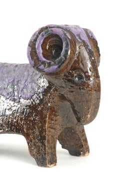 Bitossi Aldo Londi purple ram Italy, circa 1968