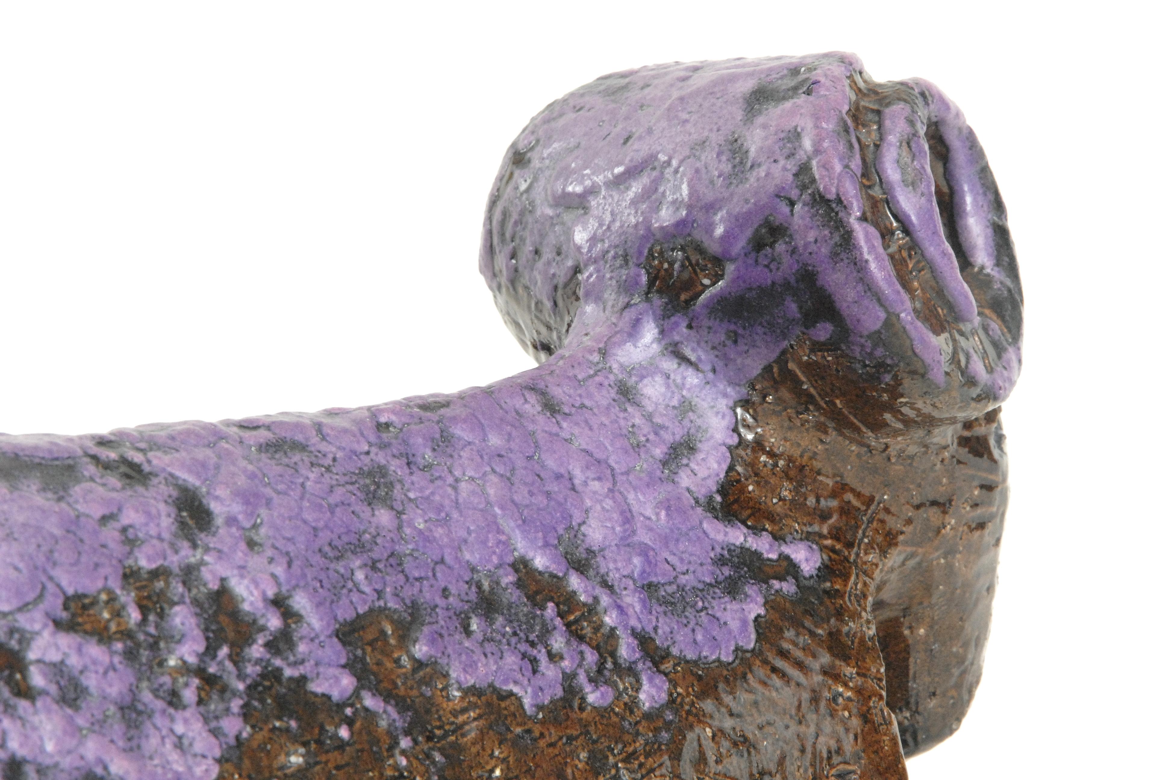 Bitossi Aldo Londi bélier violet, Italie, circa 1968 Excellent état - En vente à Pymble, NSW