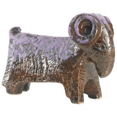 Bitossi Aldo Londi purple ram Italy, circa 1968