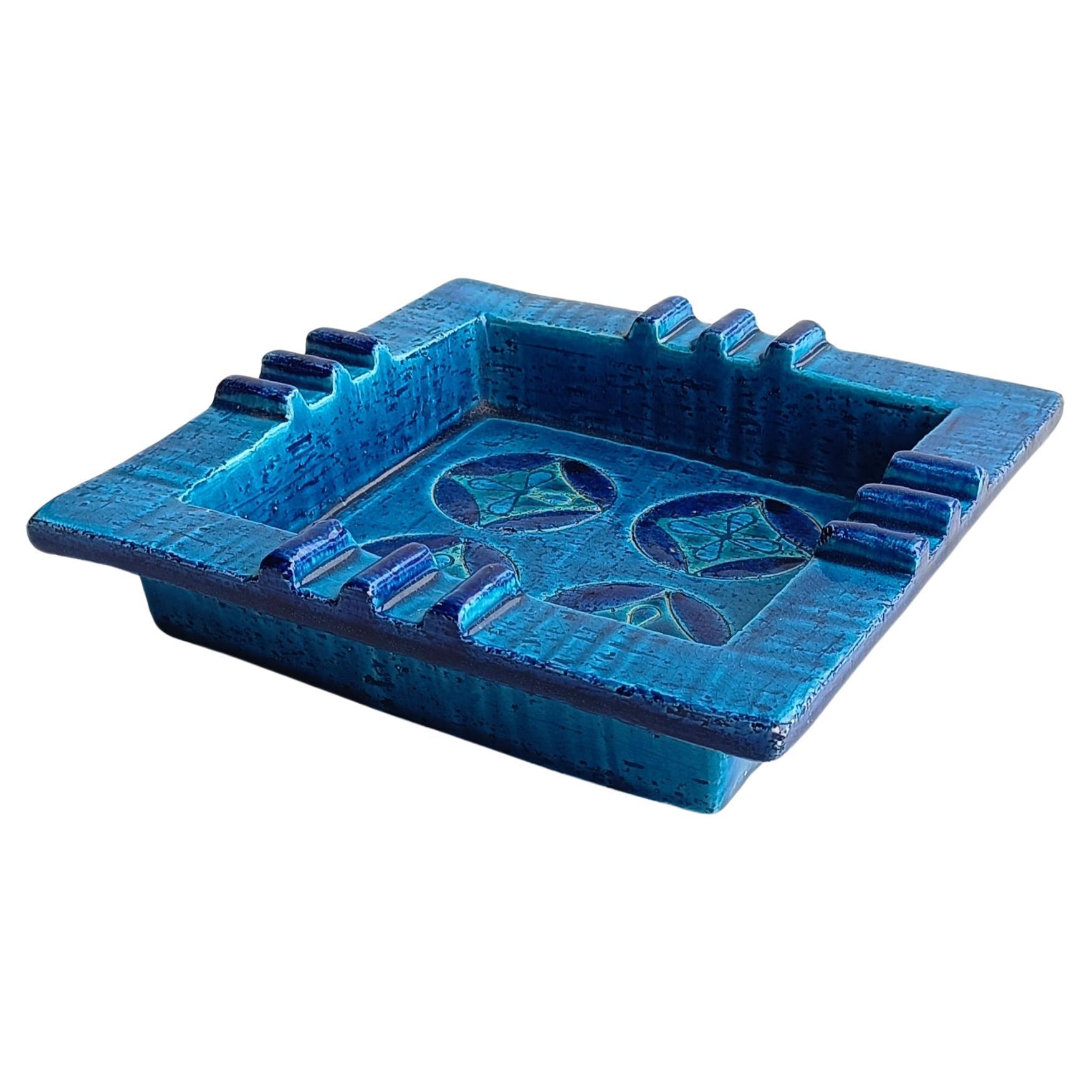 Bitossi Aldo Londi Rimini Blu Keramik-Aschenbecher-Ablageschale mit Ablageschale, Italien  1960s (Moderne der Mitte des Jahrhunderts) im Angebot