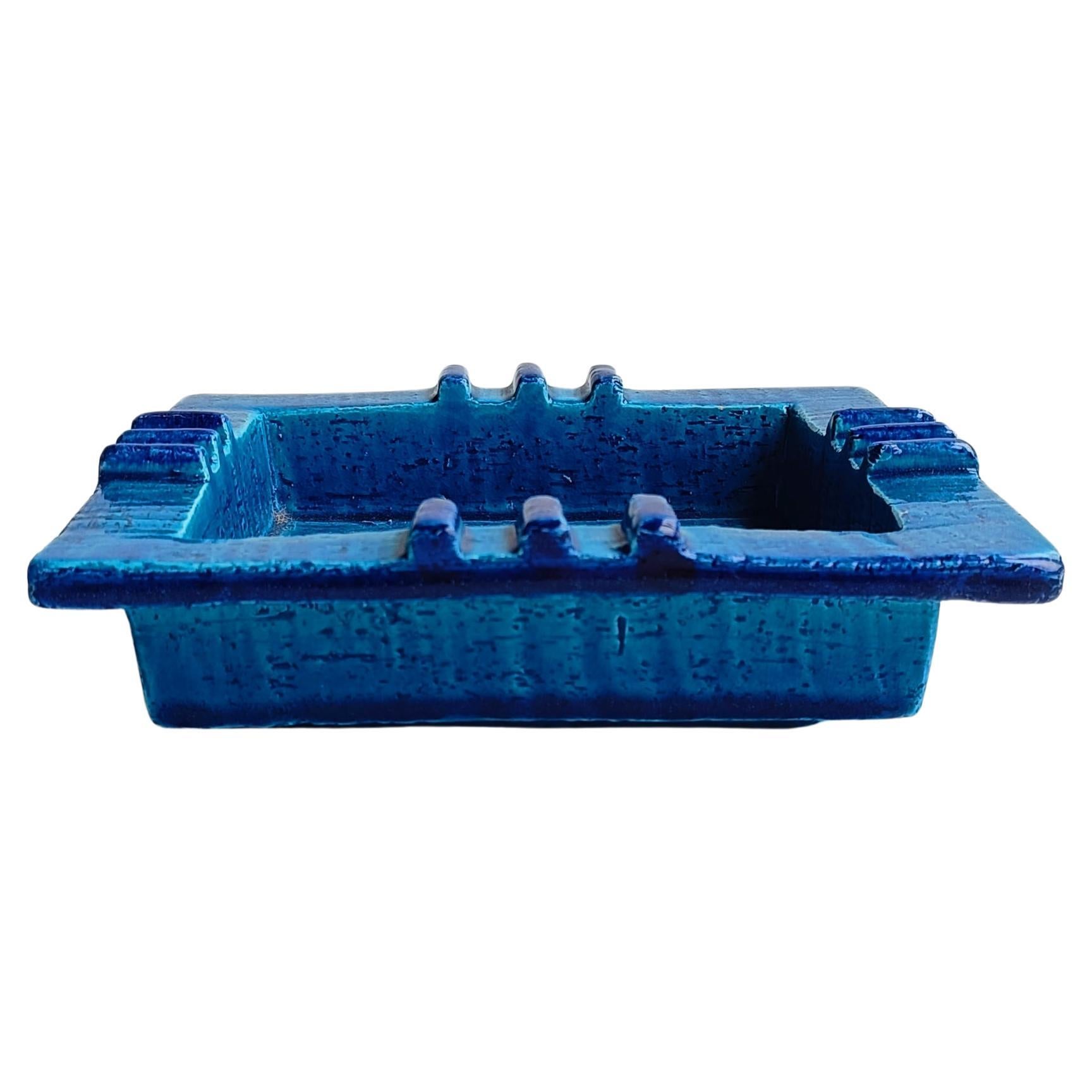 Bitossi Aldo Londi Rimini Blu Keramik-Aschenbecher-Ablageschale mit Ablageschale, Italien  1960s (Glasiert) im Angebot