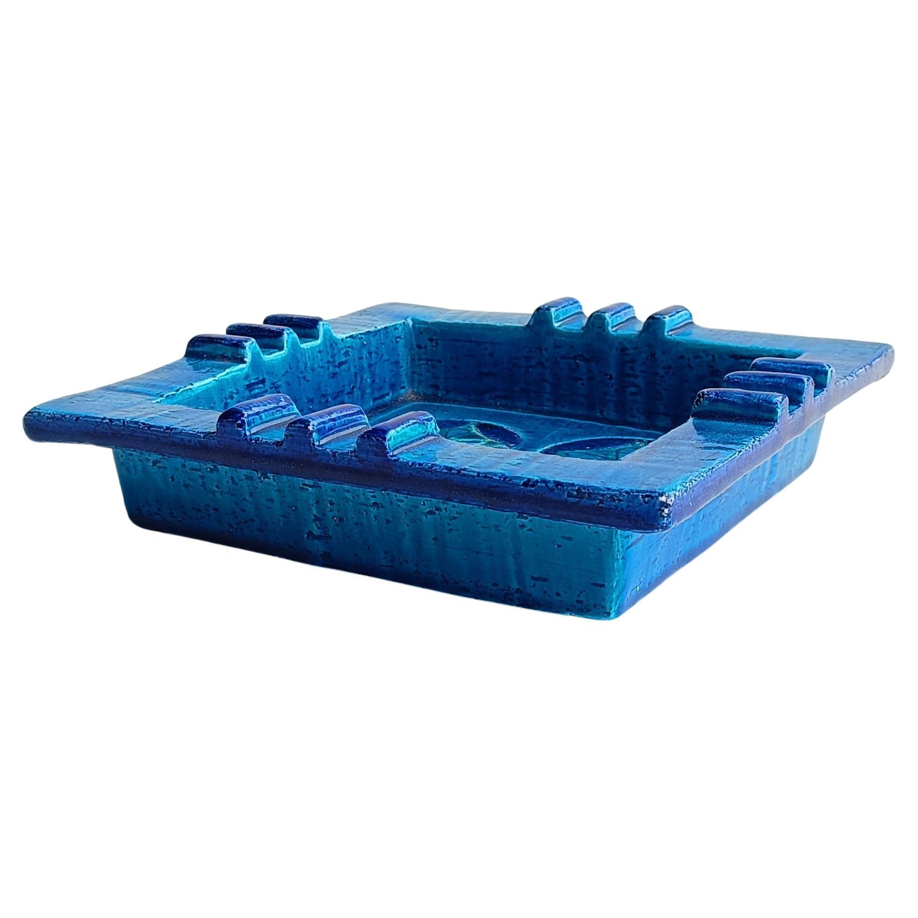Bitossi Aldo Londi Rimini Blu Keramik-Aschenbecher-Ablageschale mit Ablageschale, Italien  1960s (Mitte des 20. Jahrhunderts) im Angebot