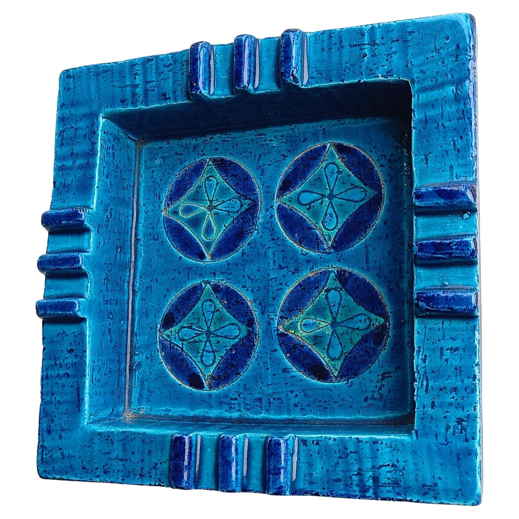 Bitossi Aldo Londi Rimini Blu Keramik-Aschenbecher-Ablageschale mit Ablageschale, Italien  1960s im Angebot 1