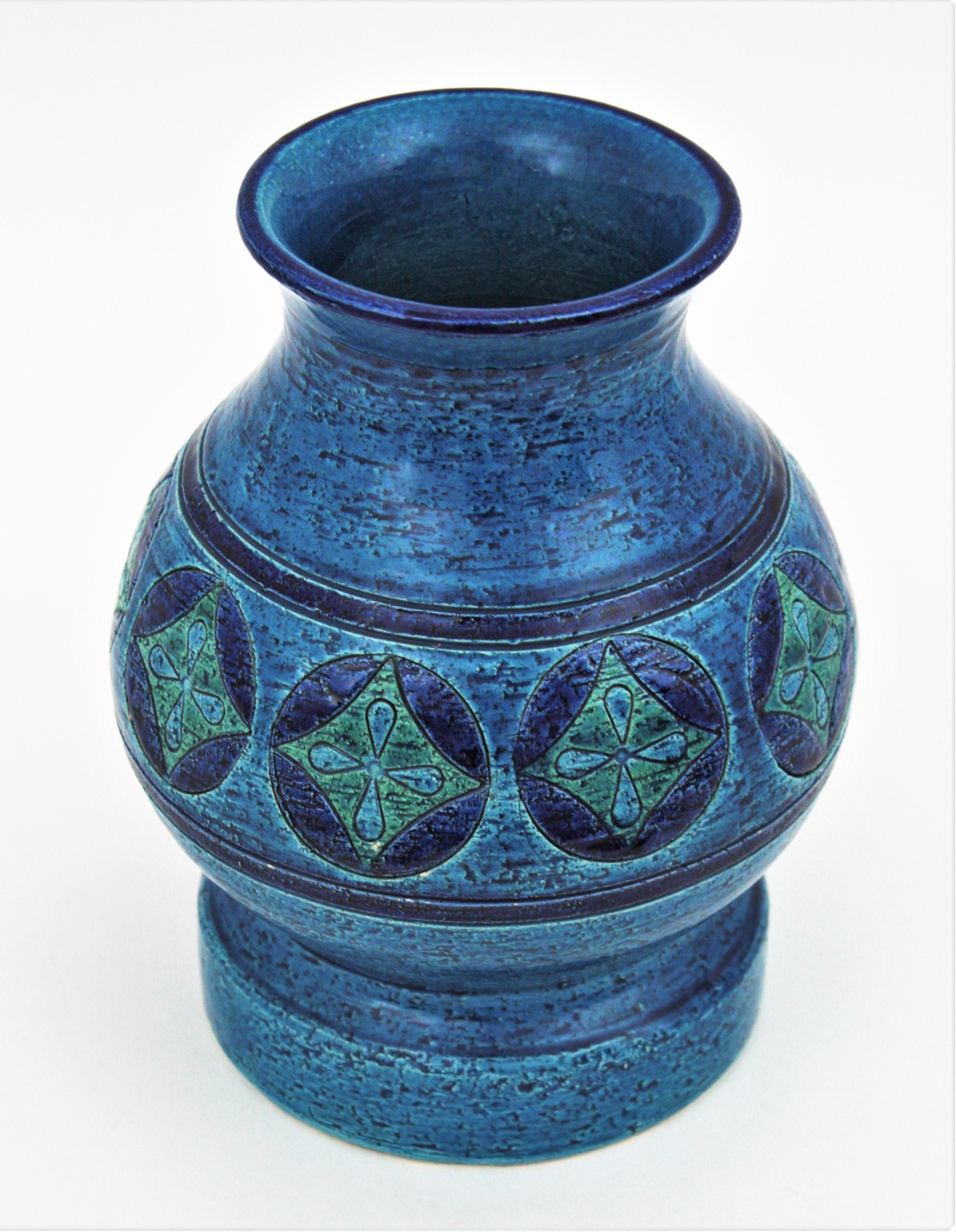 Bitossi Aldo Londi Rimini Blu Ceramic Vase, Italy, 1960s For Sale 3