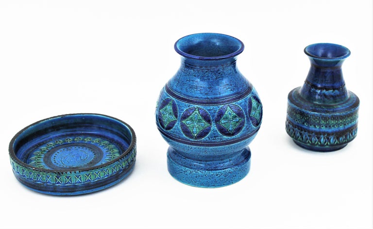 Bitossi Aldo Londi Rimini Blu Ceramic Vase, Italy, 1960s For Sale 4