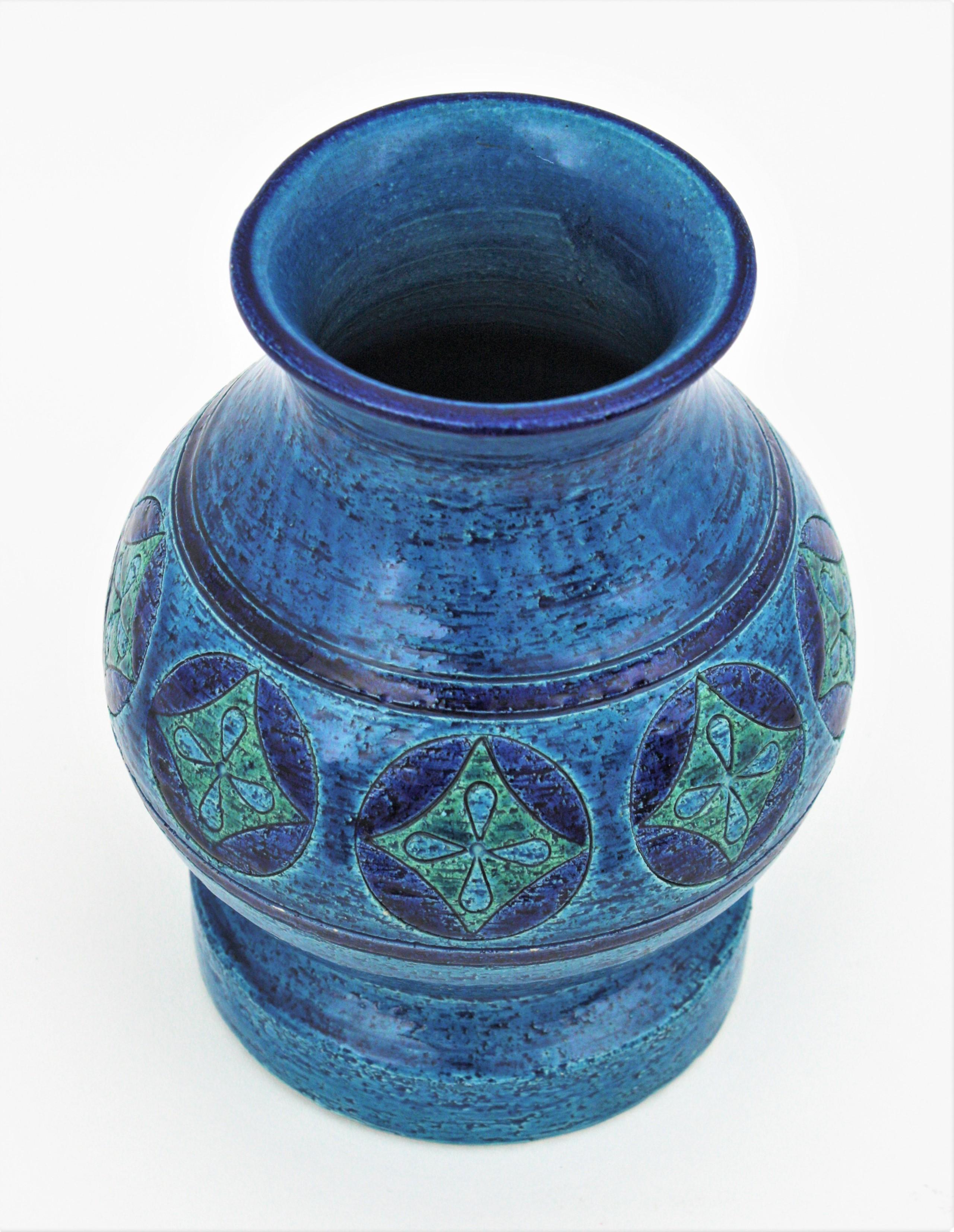 Bitossi Aldo Londi Rimini Blu Ceramic Vase, Italy, 1960s For Sale 1