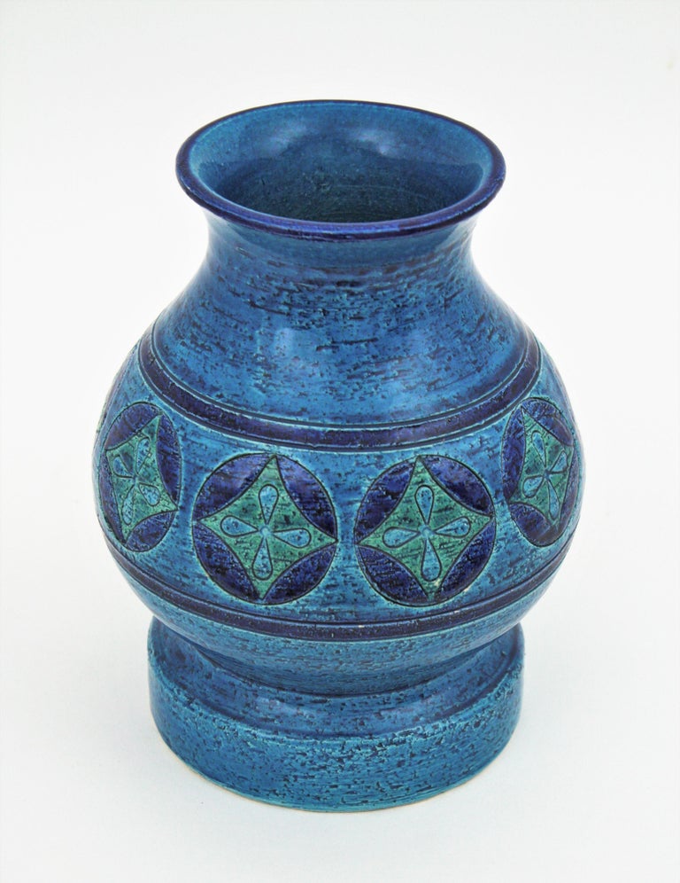 Bitossi Aldo Londi Rimini Blu Ceramic Vase, Italy, 1960s For Sale 2