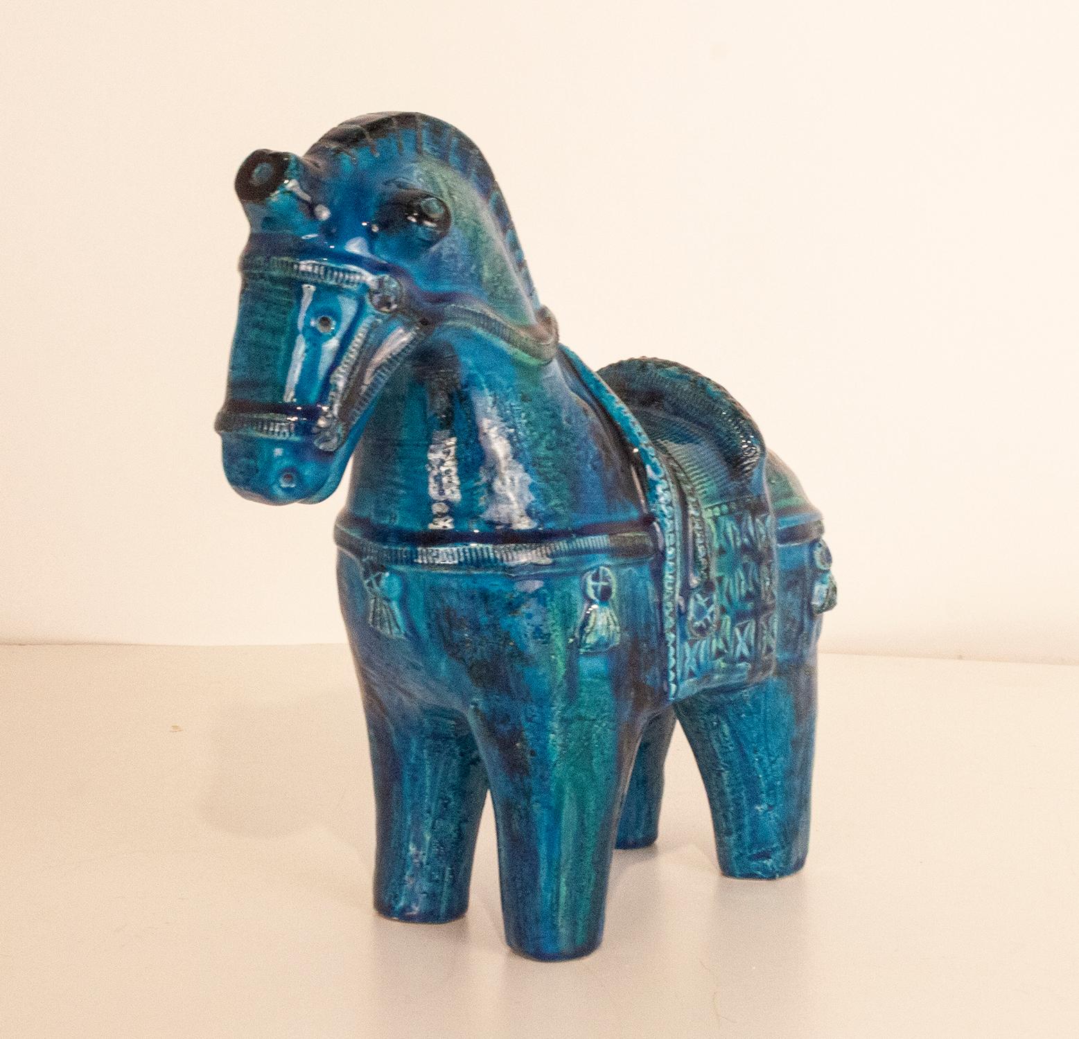 Hand-Crafted Bitossi Aldo Londi Rimini Blu Horse, Italy, 1960s
