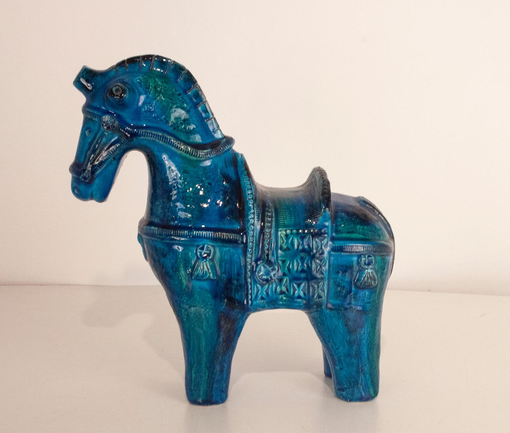 Bitossi Aldo Londi Rimini Blu Horse, Italy, 1960s In Good Condition In Barcelona, Cataluna