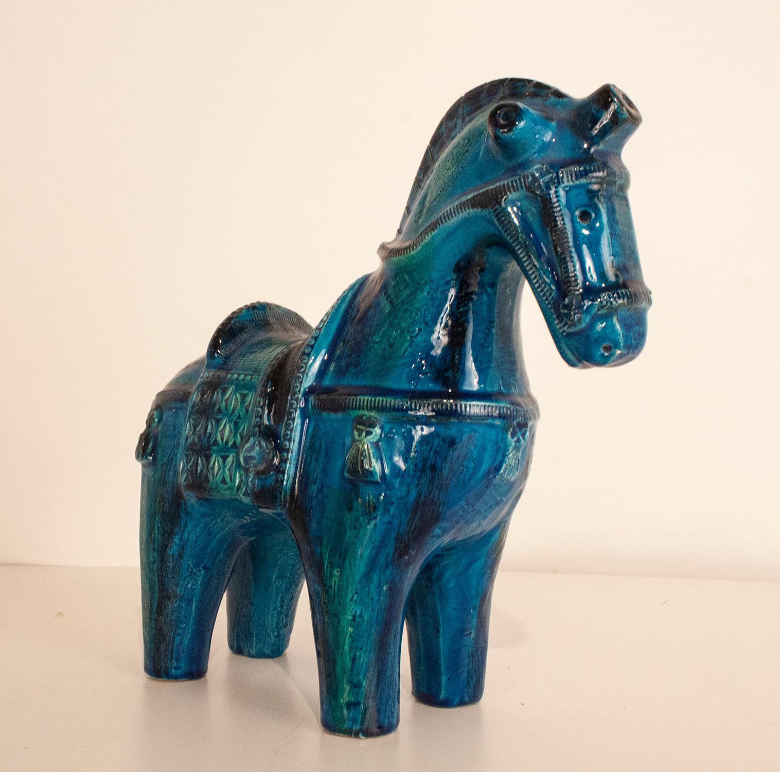Bitossi Aldo Londi Rimini Blu Horse, Italy, 1960s 1