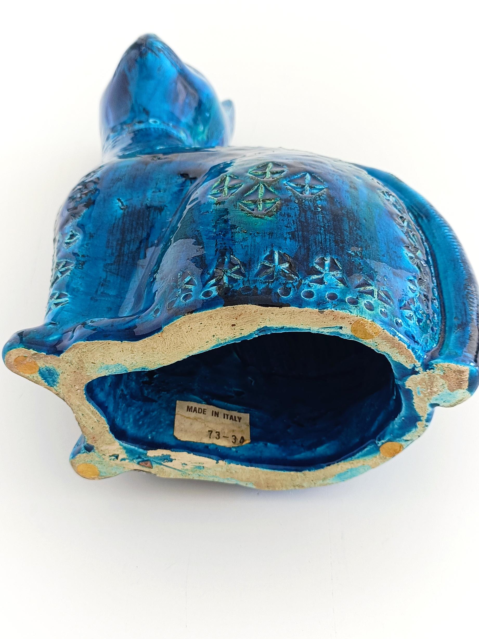 Bitossi Aldo Londi Rimini Blu Escultura grande de gato de cerámica de mediados de siglo 1960 en venta 3