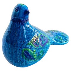 Bitossi Aldo Londi Rimini Blu Vintage Mid Century Ceramic Dove Sculpture 1960s