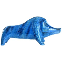 Bitossi Aldo Londi Rimini Blue Boar, Italy, circa 1968