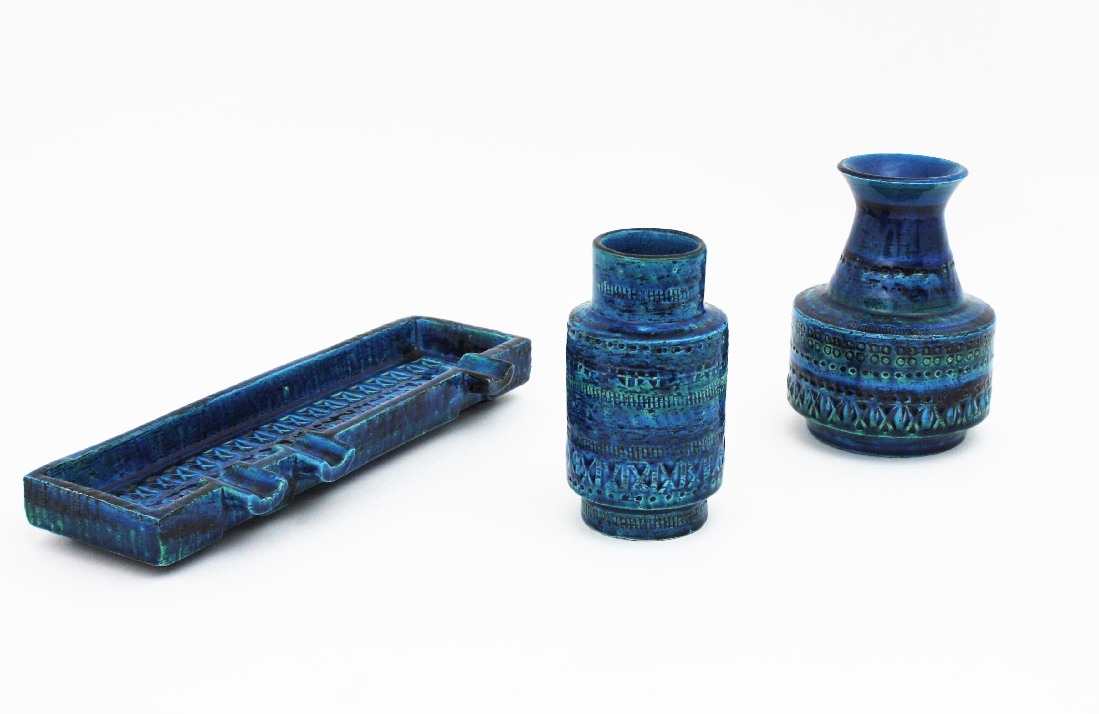 Bitossi Aldo Londi Rimini Blue Ceramic Vase, 1960s For Sale 2
