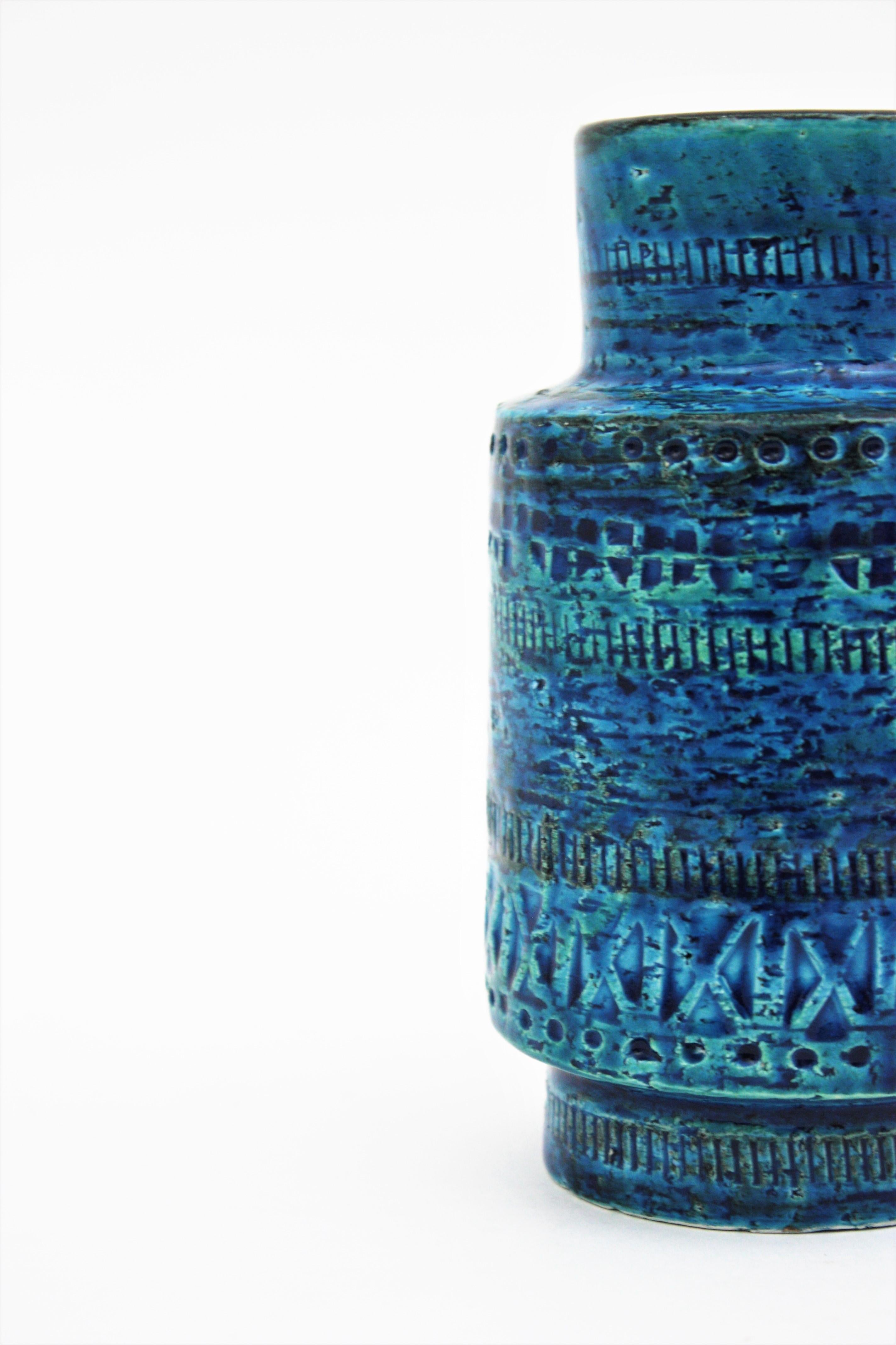 Vase en céramique bleue Bitossi Aldo Londi Rimini, années 1960 en vente 4