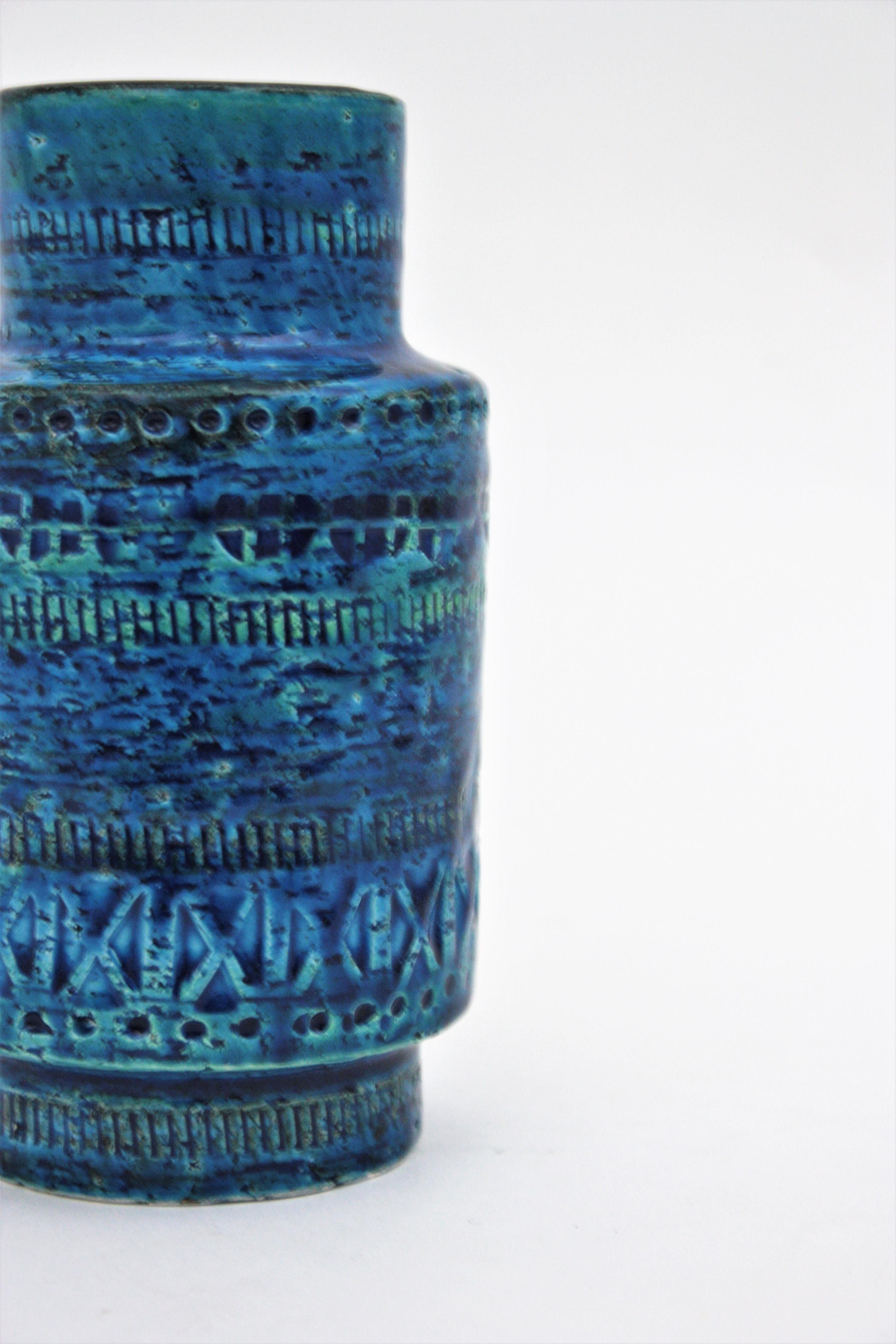 Bitossi Aldo Londi Rimini Blaue Keramikvase, 1960er Jahre im Angebot 6