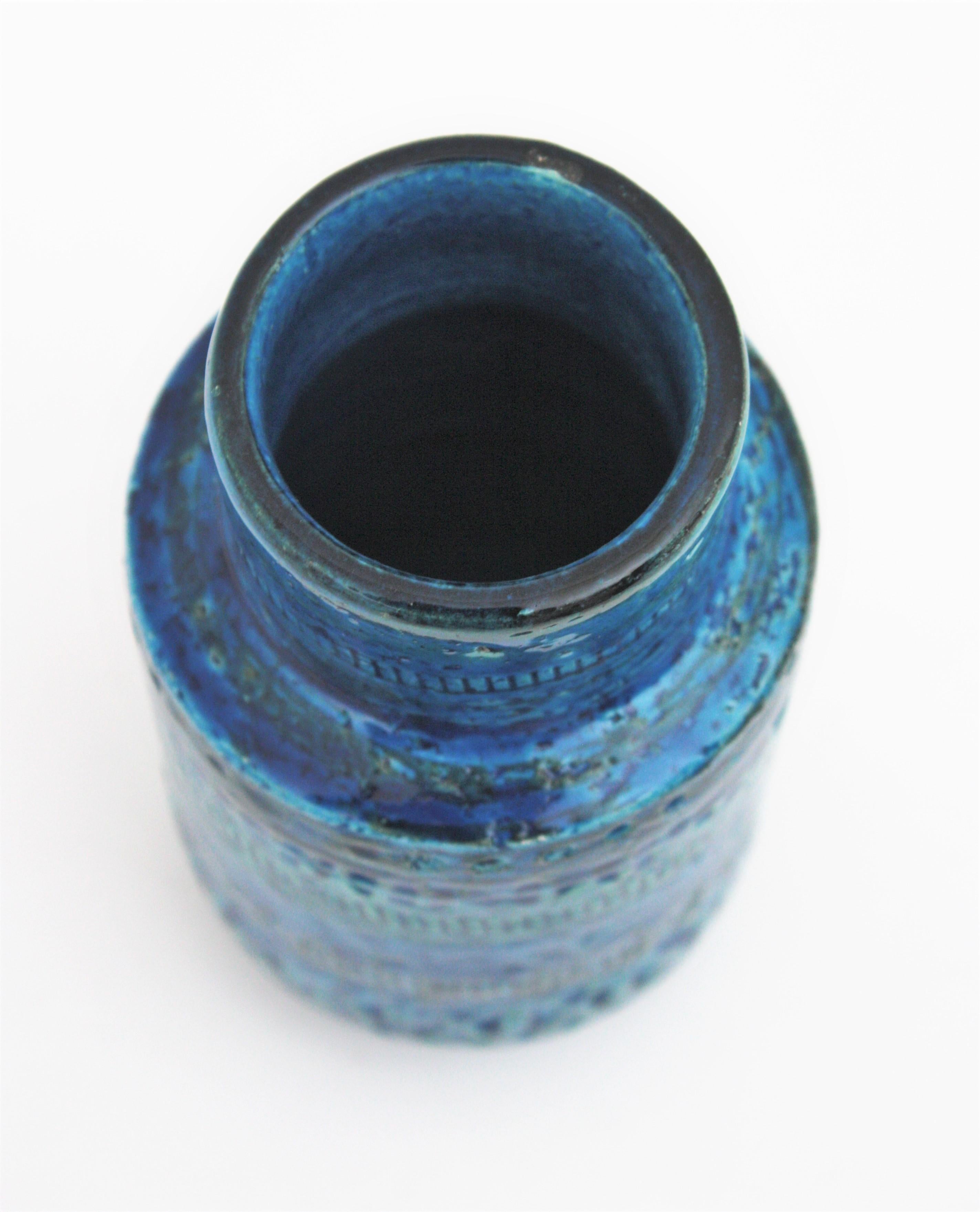 Bitossi Aldo Londi Rimini Blaue Keramikvase, 1960er Jahre im Angebot 7