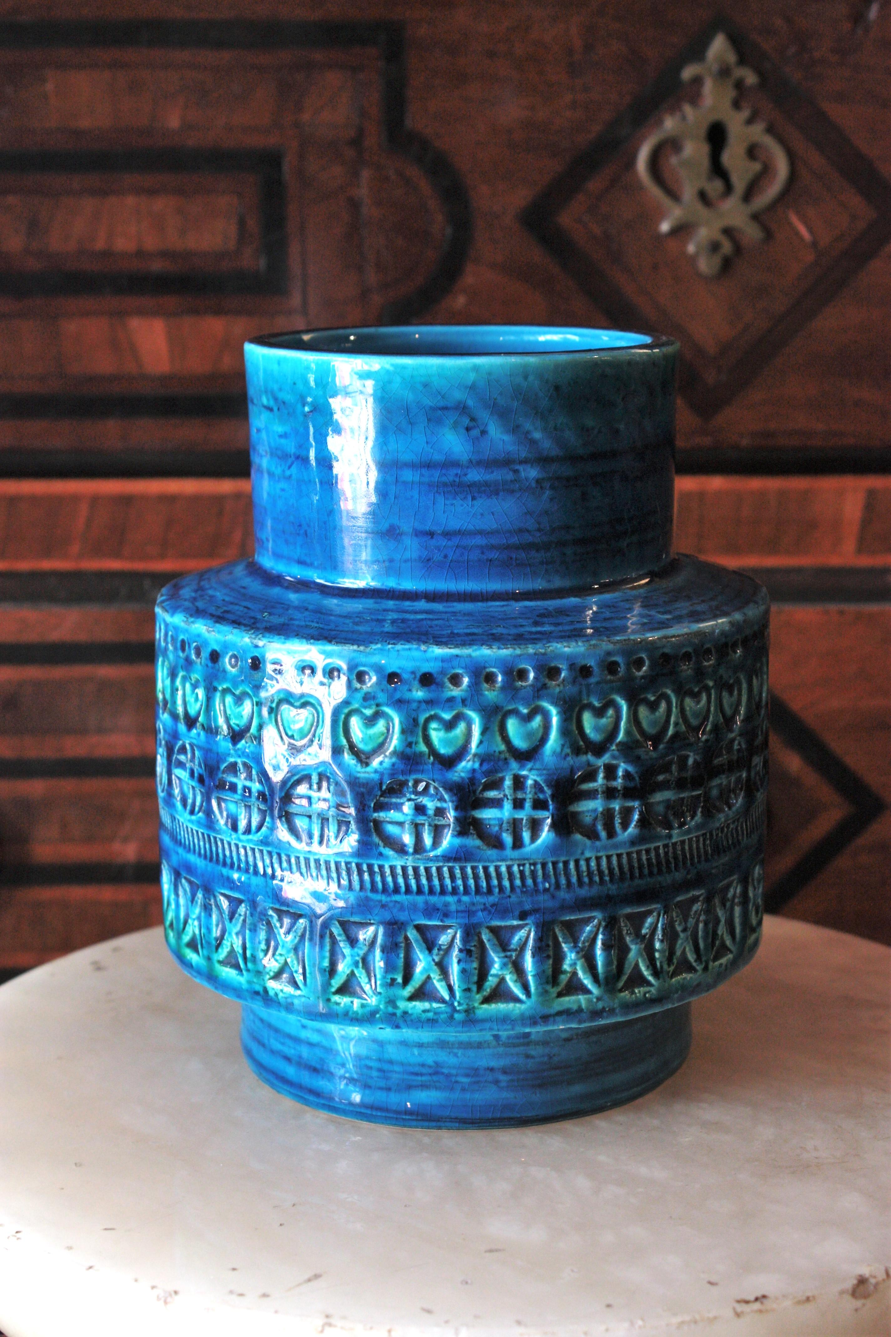 Bitossi Aldo Londi Rimini, blaue Keramikvase, 1960er-Jahre im Angebot 2