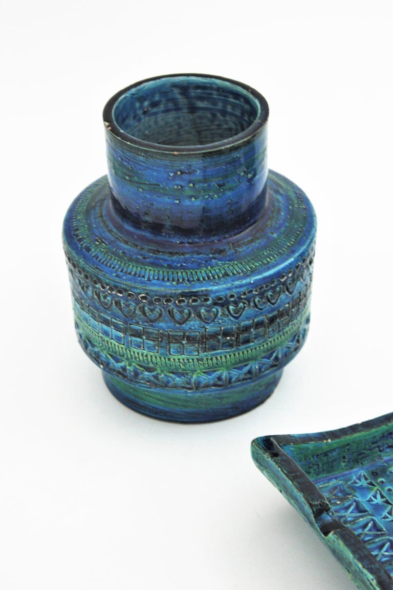 Bitossi Aldo Londi Rimini Blue Ceramic Vase For Sale 3