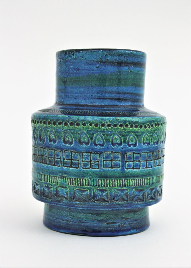 Bitossi Aldo Londi Rimini Blue Ceramic Vase 3