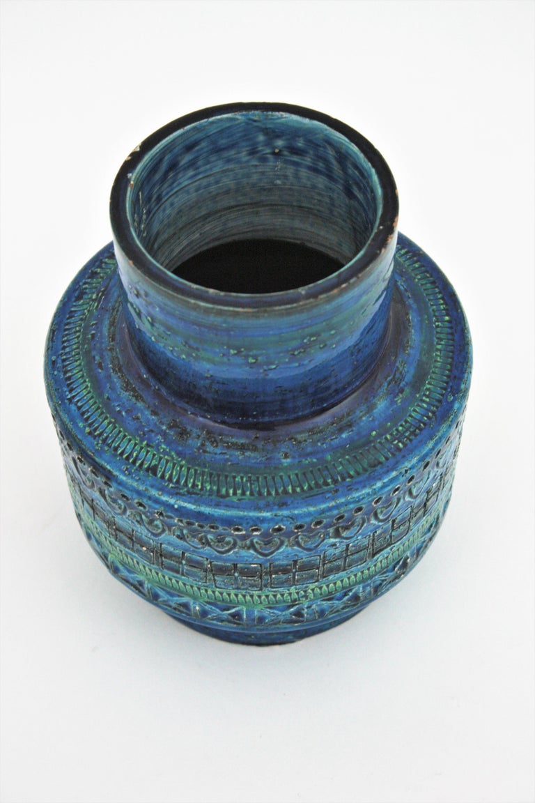 Bitossi Aldo Londi Rimini Blue Ceramic Vase For Sale 5