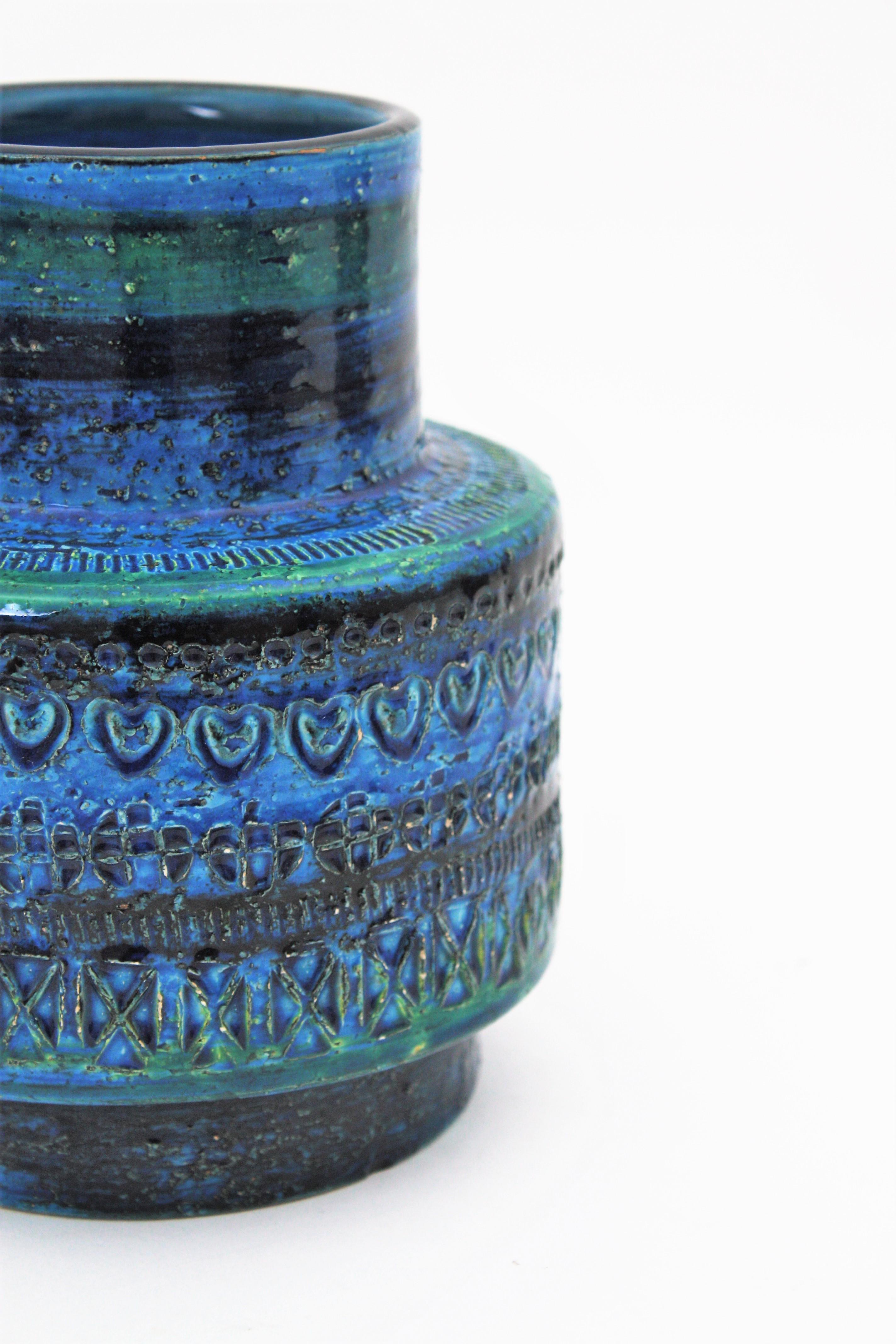 Bitossi Aldo Londi Rimini Blue Ceramic Vase In Excellent Condition In Barcelona, ES