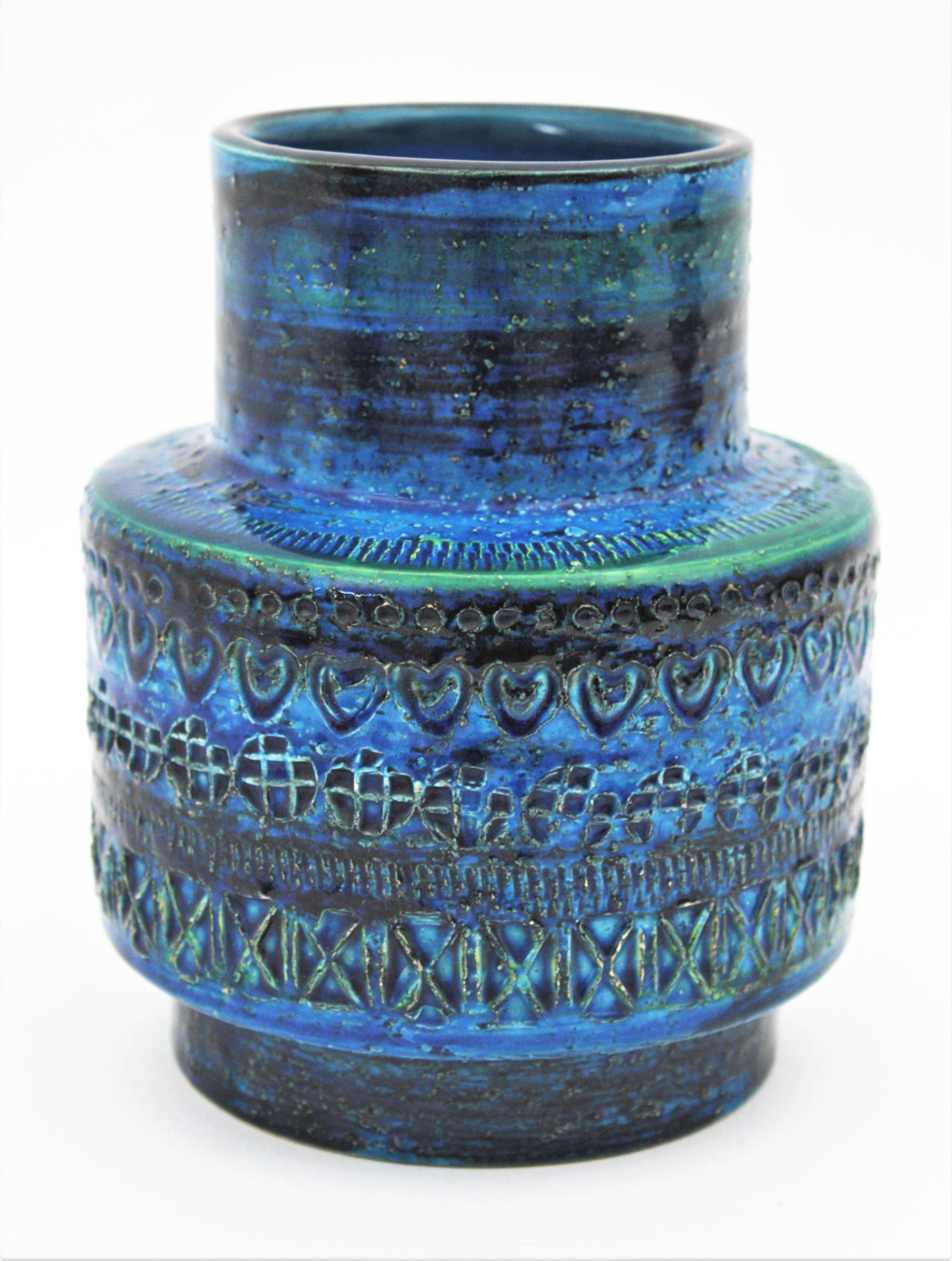 20th Century Bitossi Aldo Londi Rimini Blue Ceramic Vase