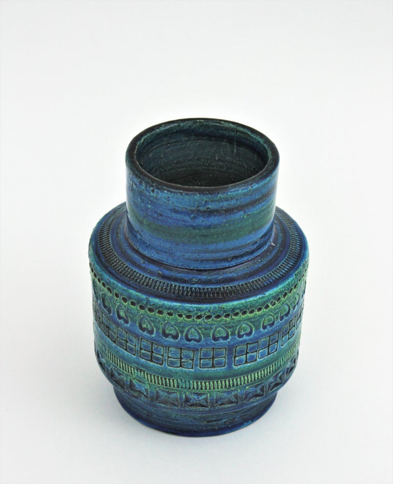20th Century Bitossi Aldo Londi Rimini Blue Ceramic Vase