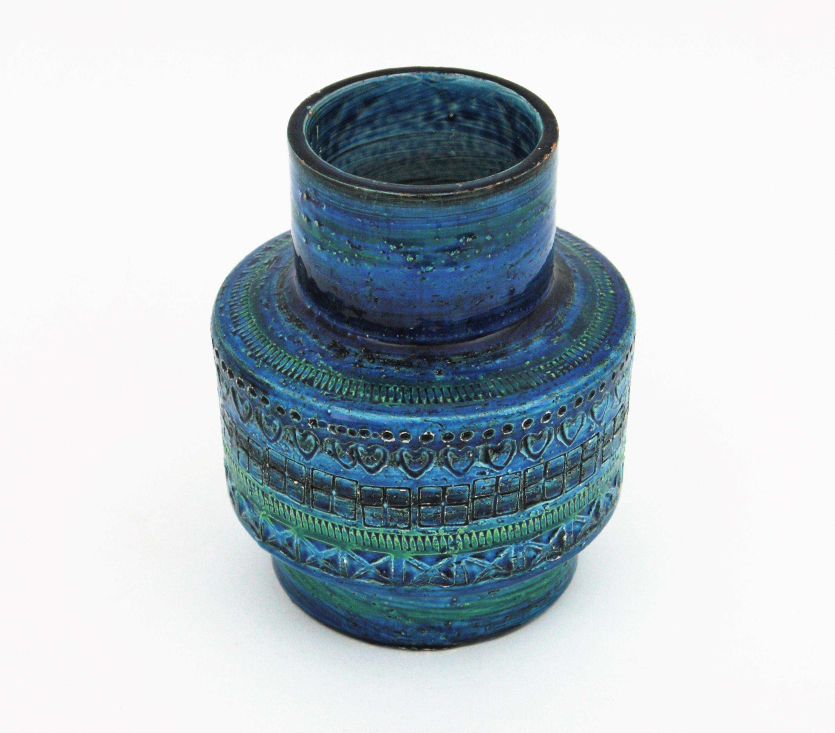 Hand-Crafted Bitossi Aldo Londi Rimini Blue Ceramic Vase