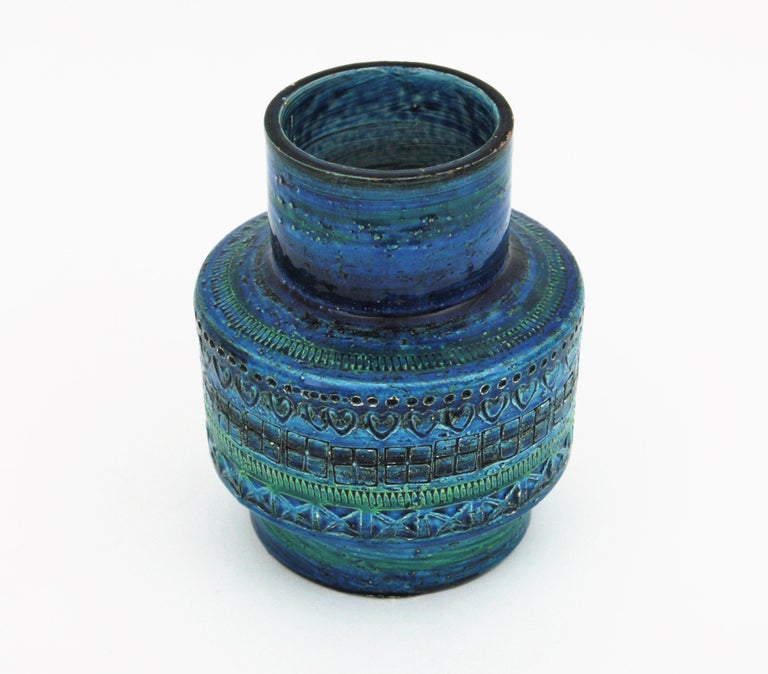 Bitossi Aldo Londi Rimini Blue Ceramic Vase For Sale 1