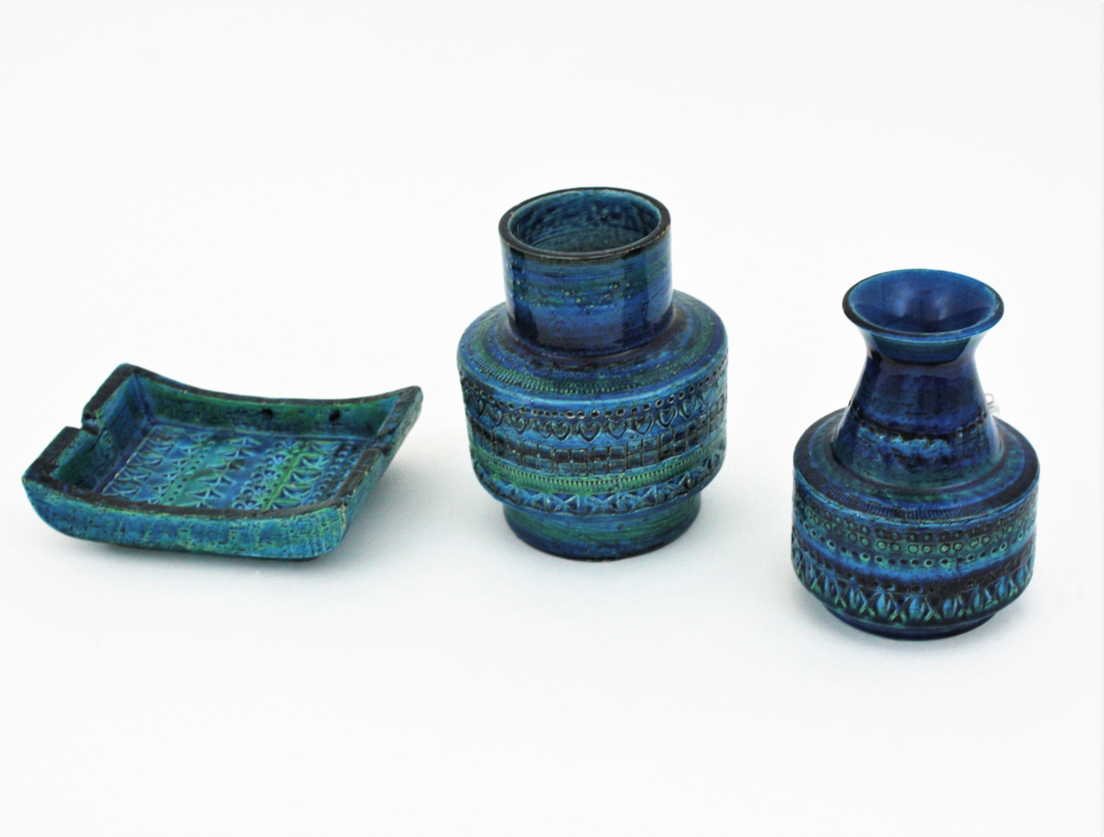 Bitossi Aldo Londi Rimini Blue Ceramic Vase In Good Condition In Barcelona, ES